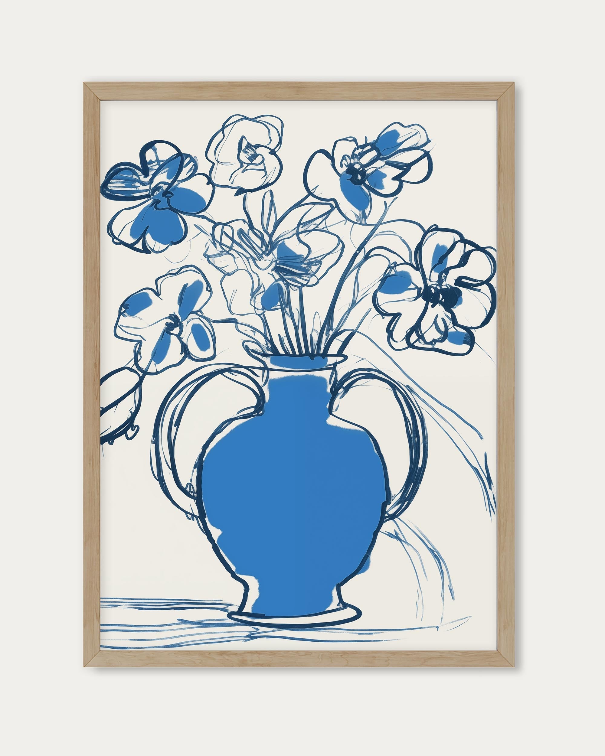 Blue Pot Sketch Art Print