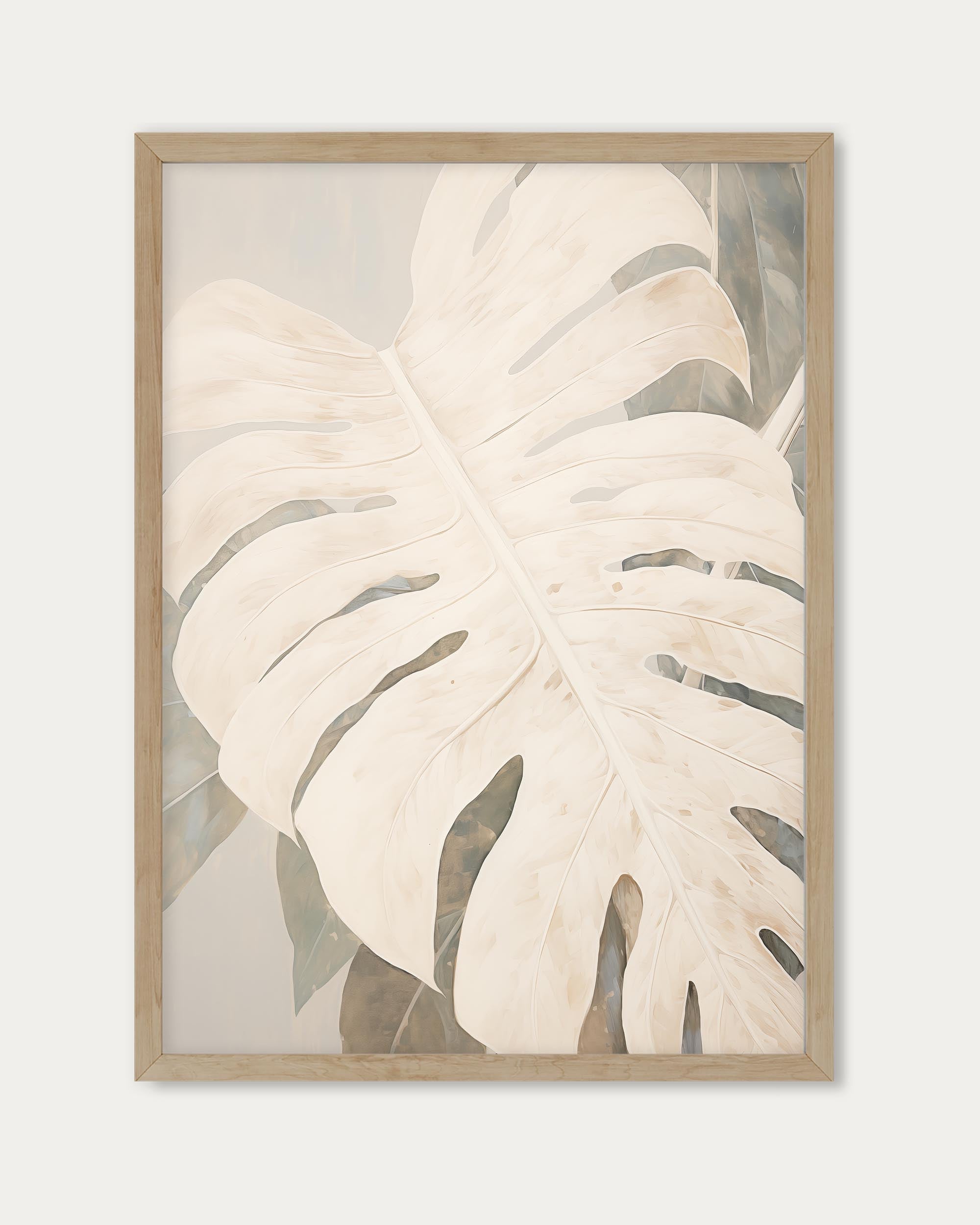 White Monstera Leaf Wall Art Print