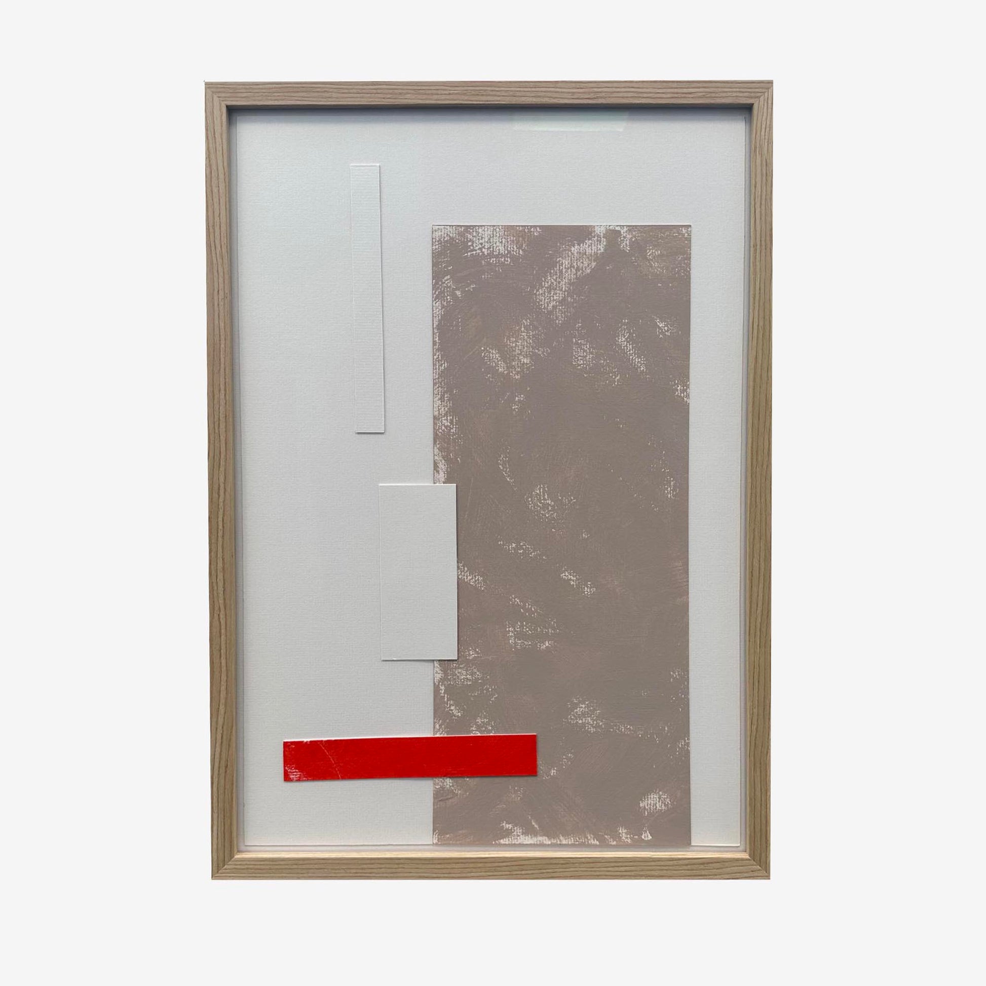 Composition In Taupe, Red And White-Abstract House