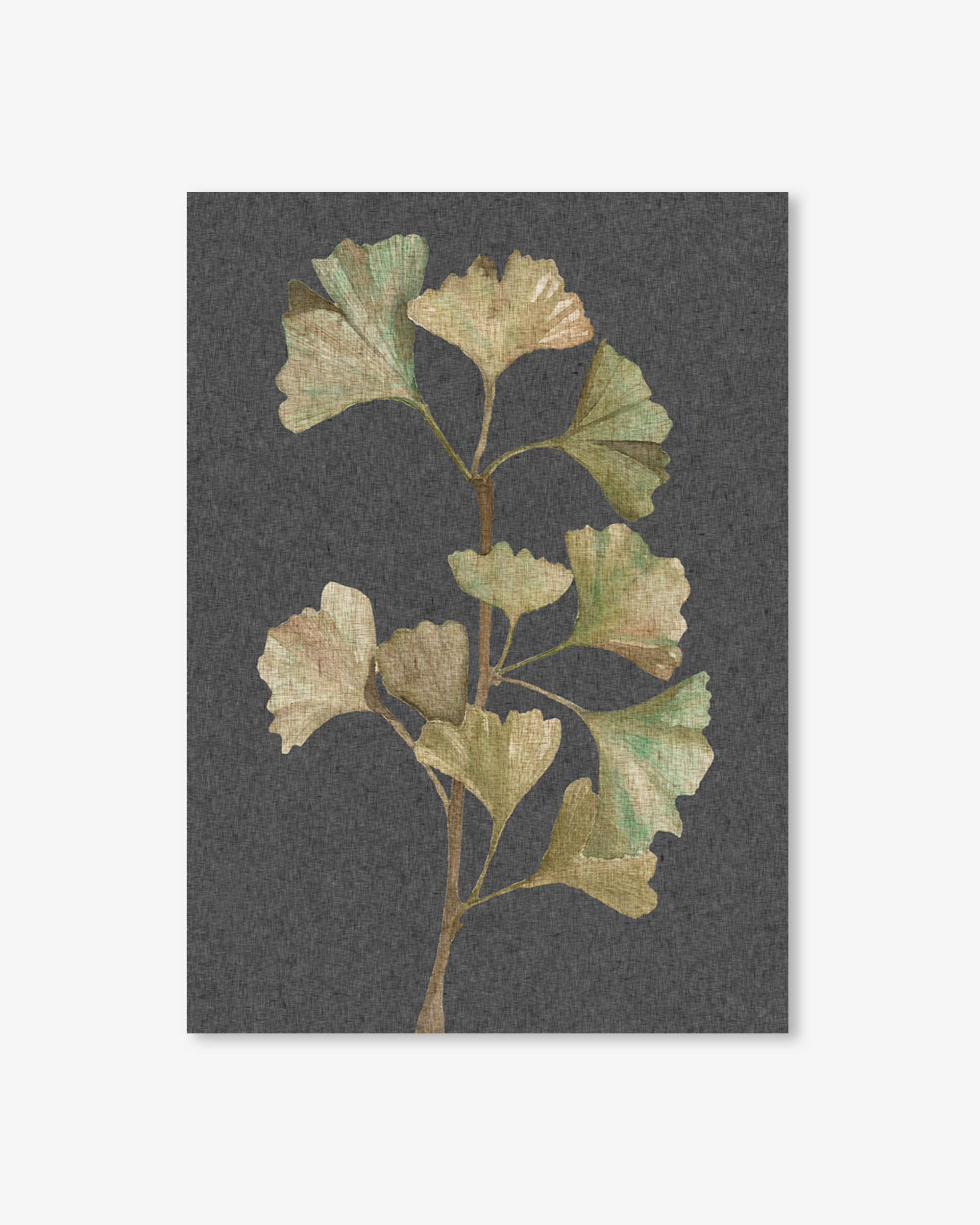 Grey Vintage Botanical Leaf Art Print