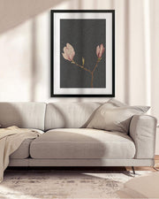 Grey Vintage Rose Art Print