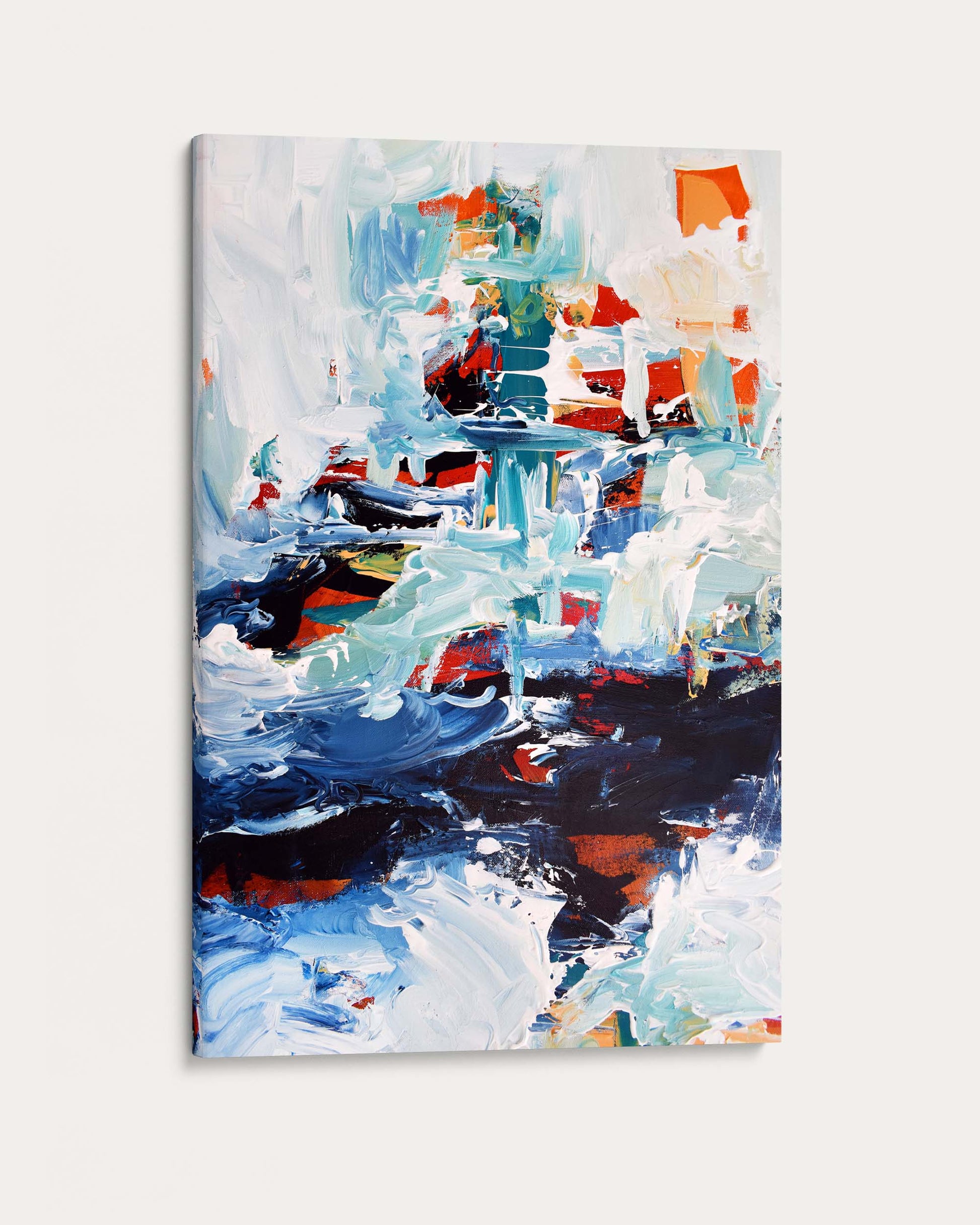 Abstract painting with a mix of colors on a white background