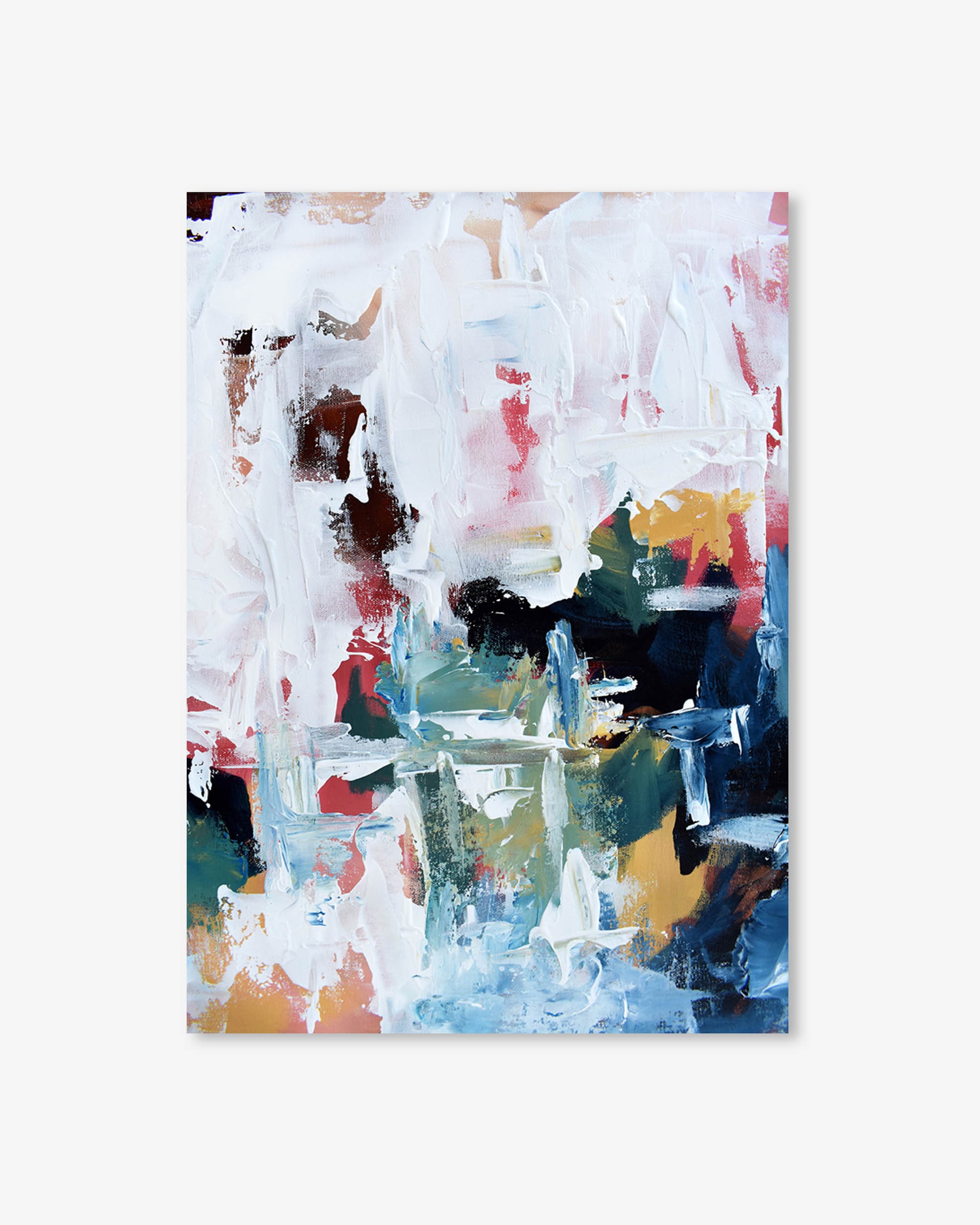 Abstract painting with multicolors on a white background