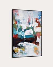 Abstract art print with colorful brush strokes on a white background