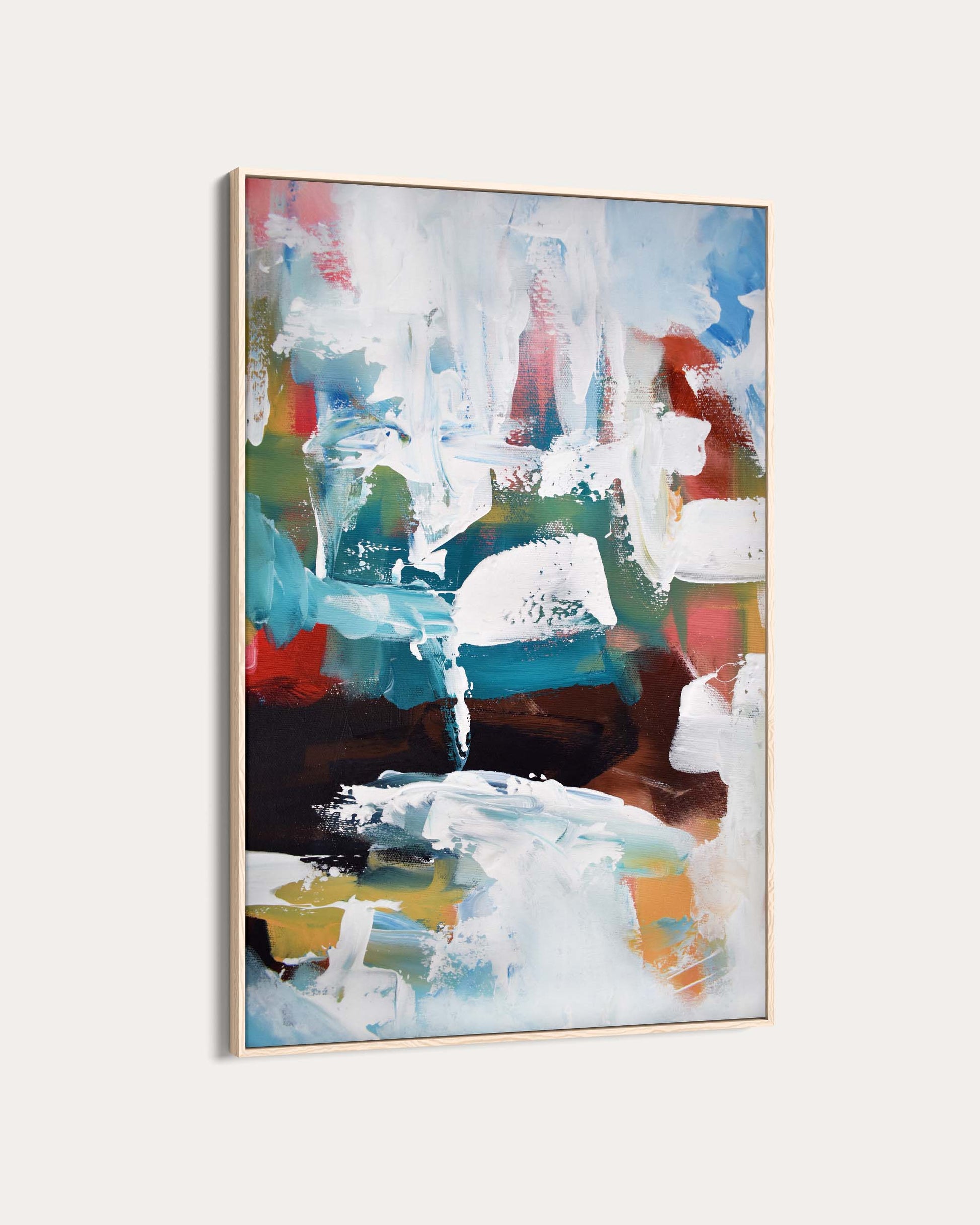 Abstract art painting with multicolors on a white background