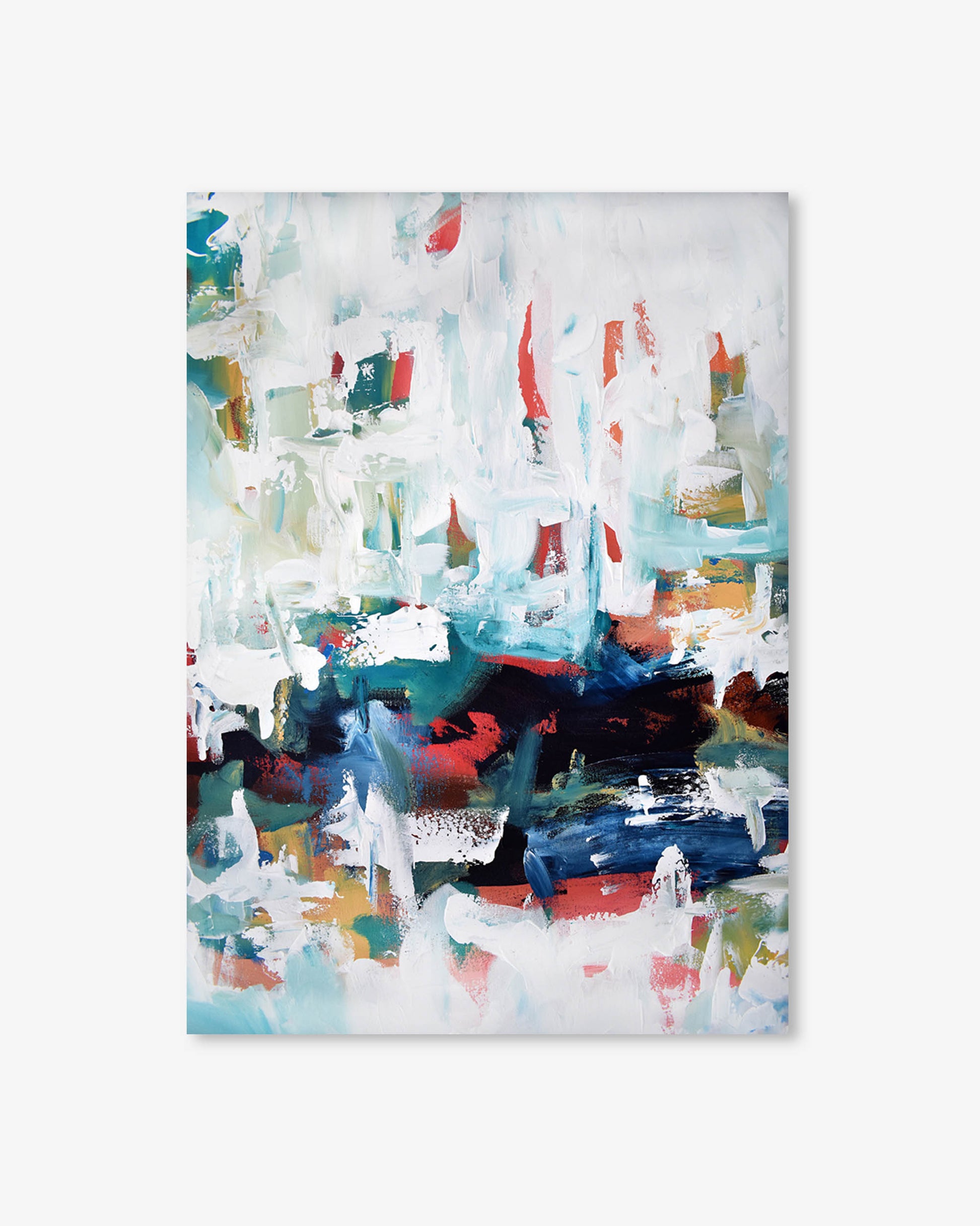 Abstract painting with multicolors on a white background