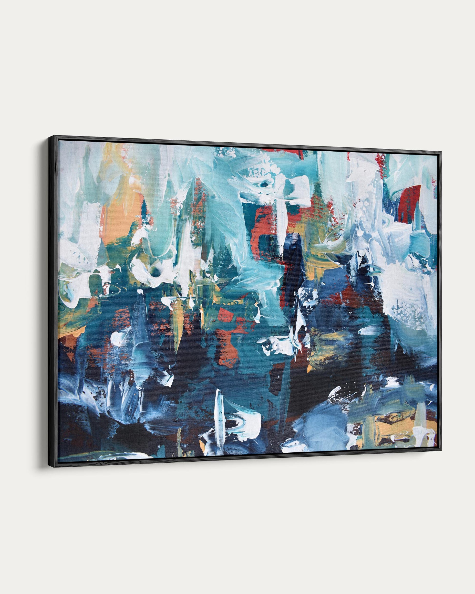 Abstract painting with a black frame on a white background