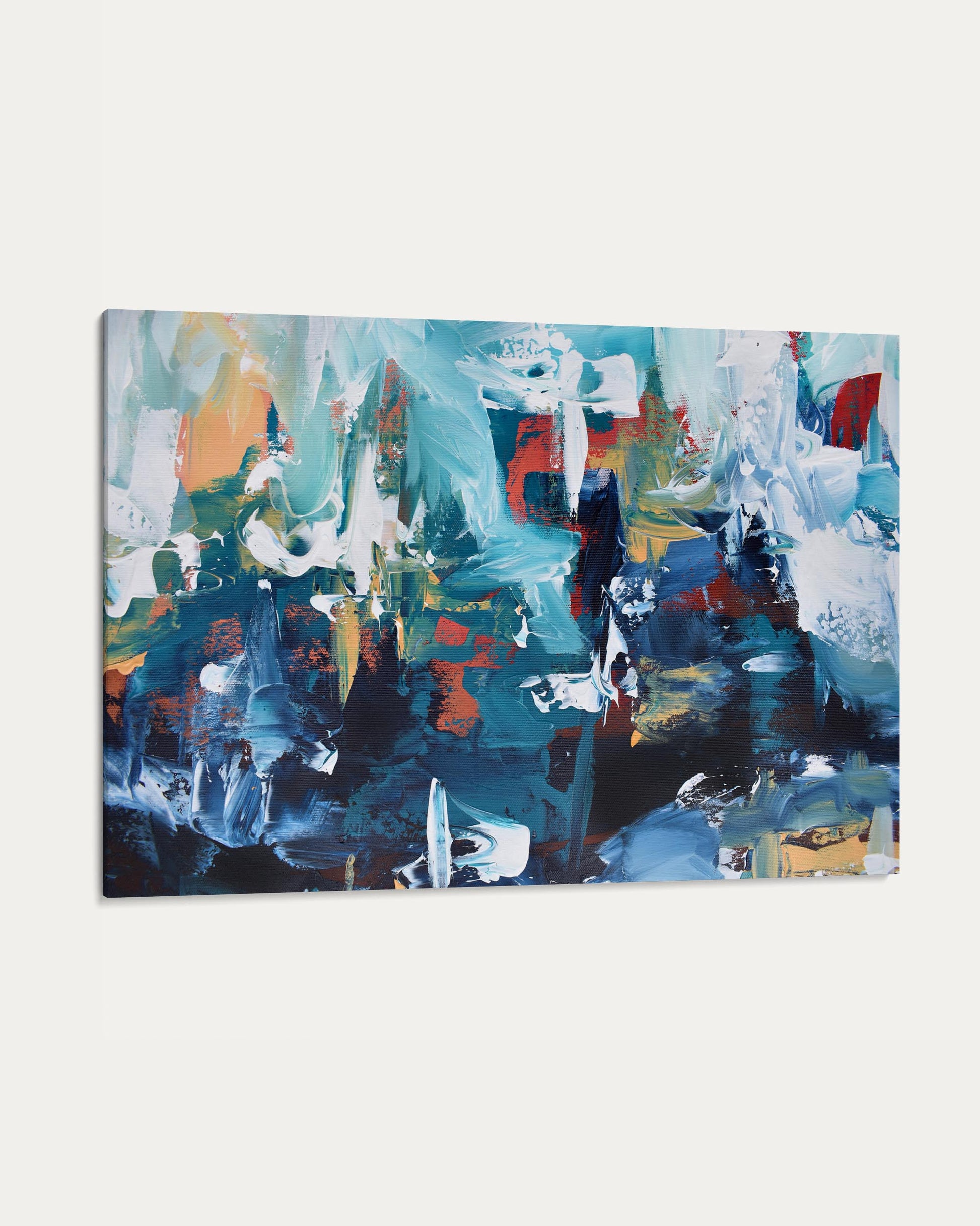 Abstract painting with a mix of colors on a white background