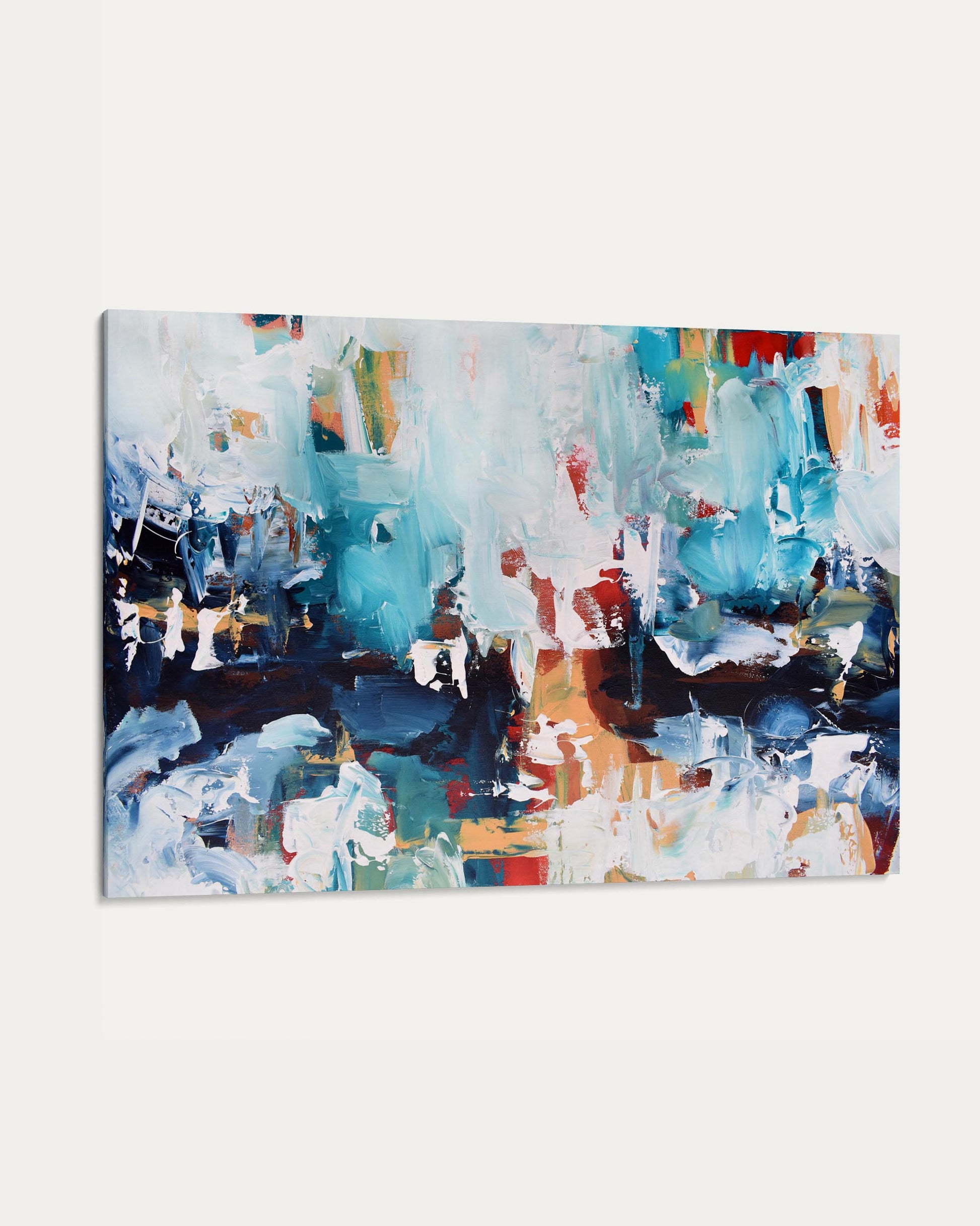 Abstract painting with a mix of colors on a white background