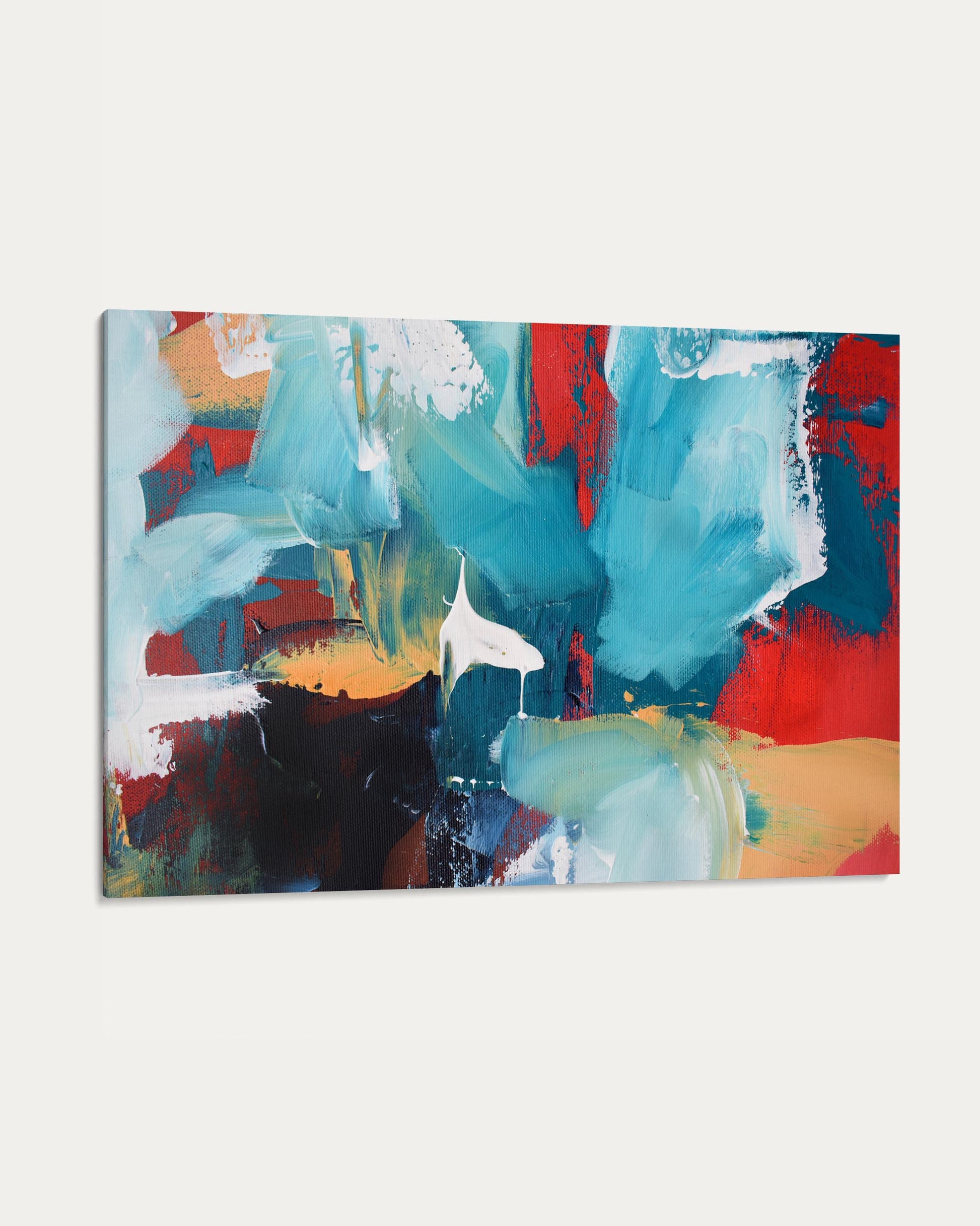 Abstract painting with vibrant colors on a white background
