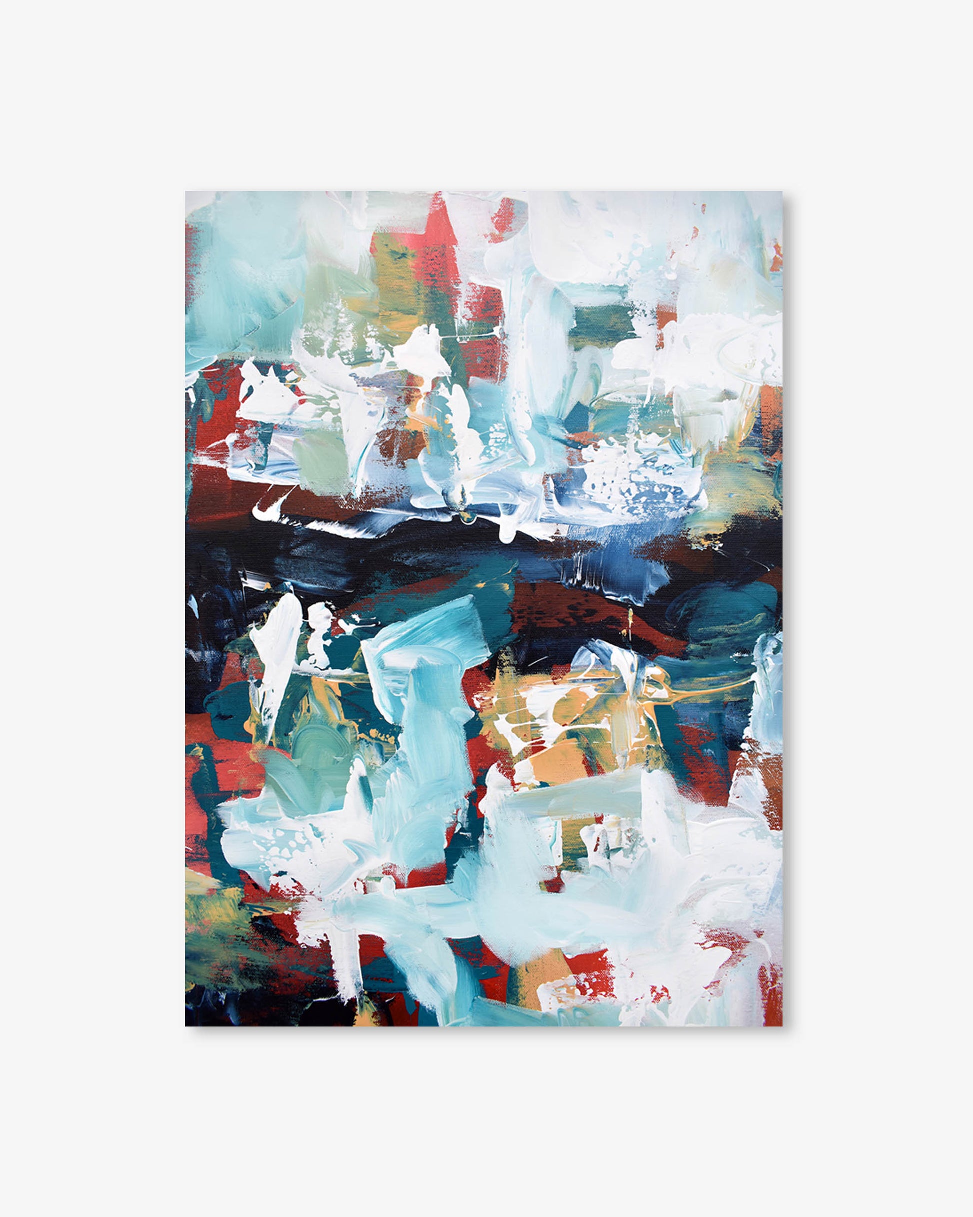 Abstract art print with a colorful abstract design on a white background