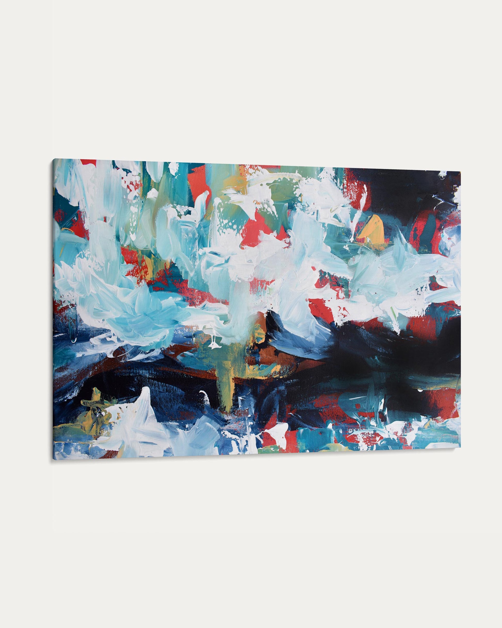 Abstract painting with a mix of colors on a white background