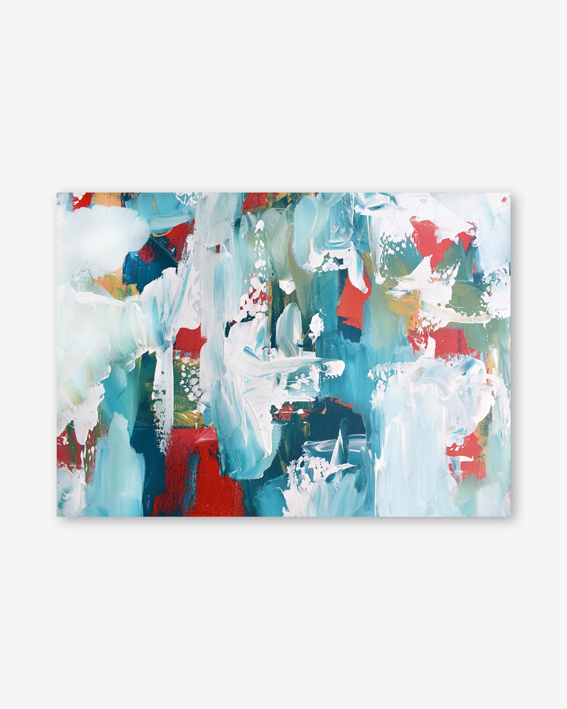 Abstract art print with colorful brush strokes on a white background
