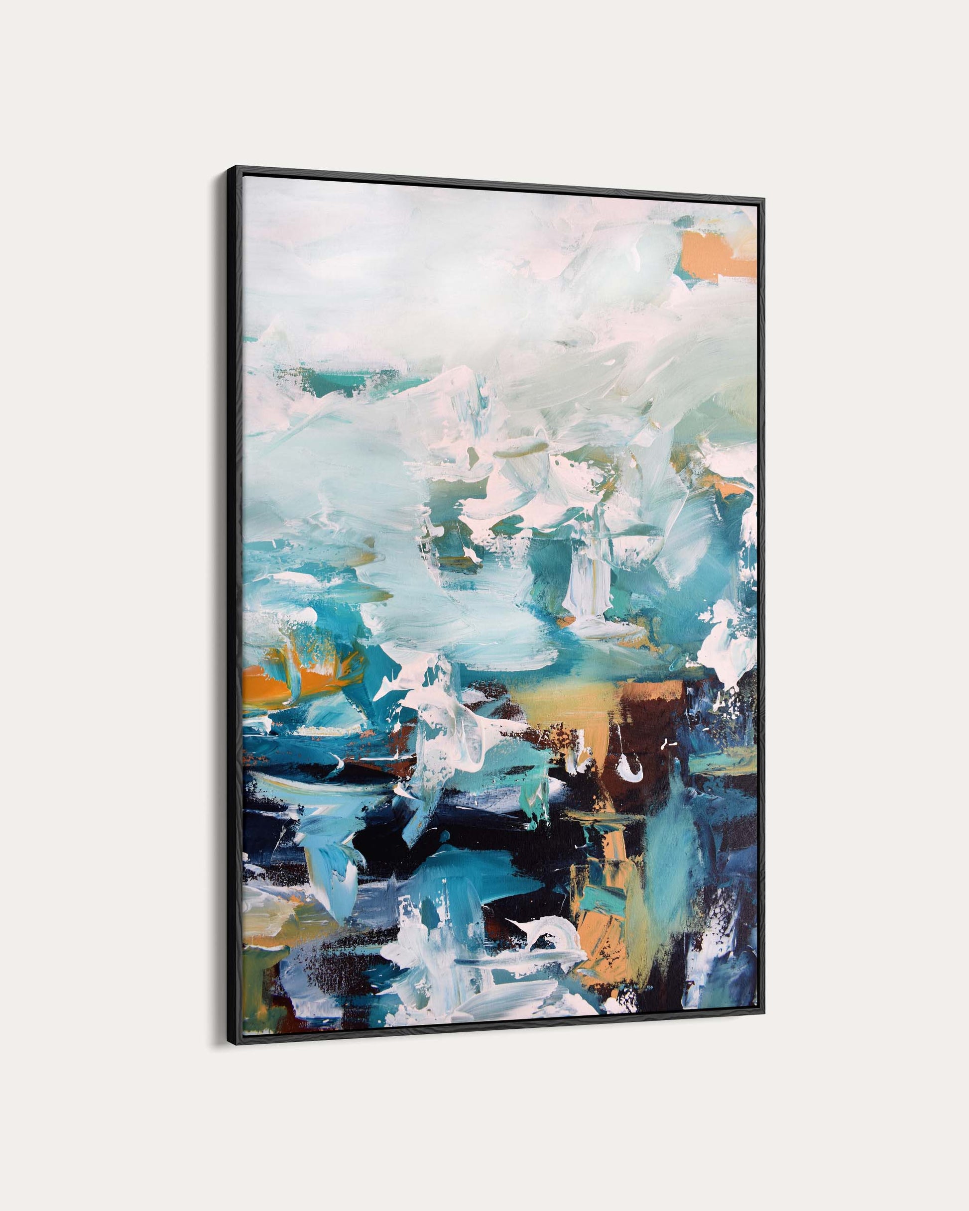 Abstract painting with a black frame on a white background