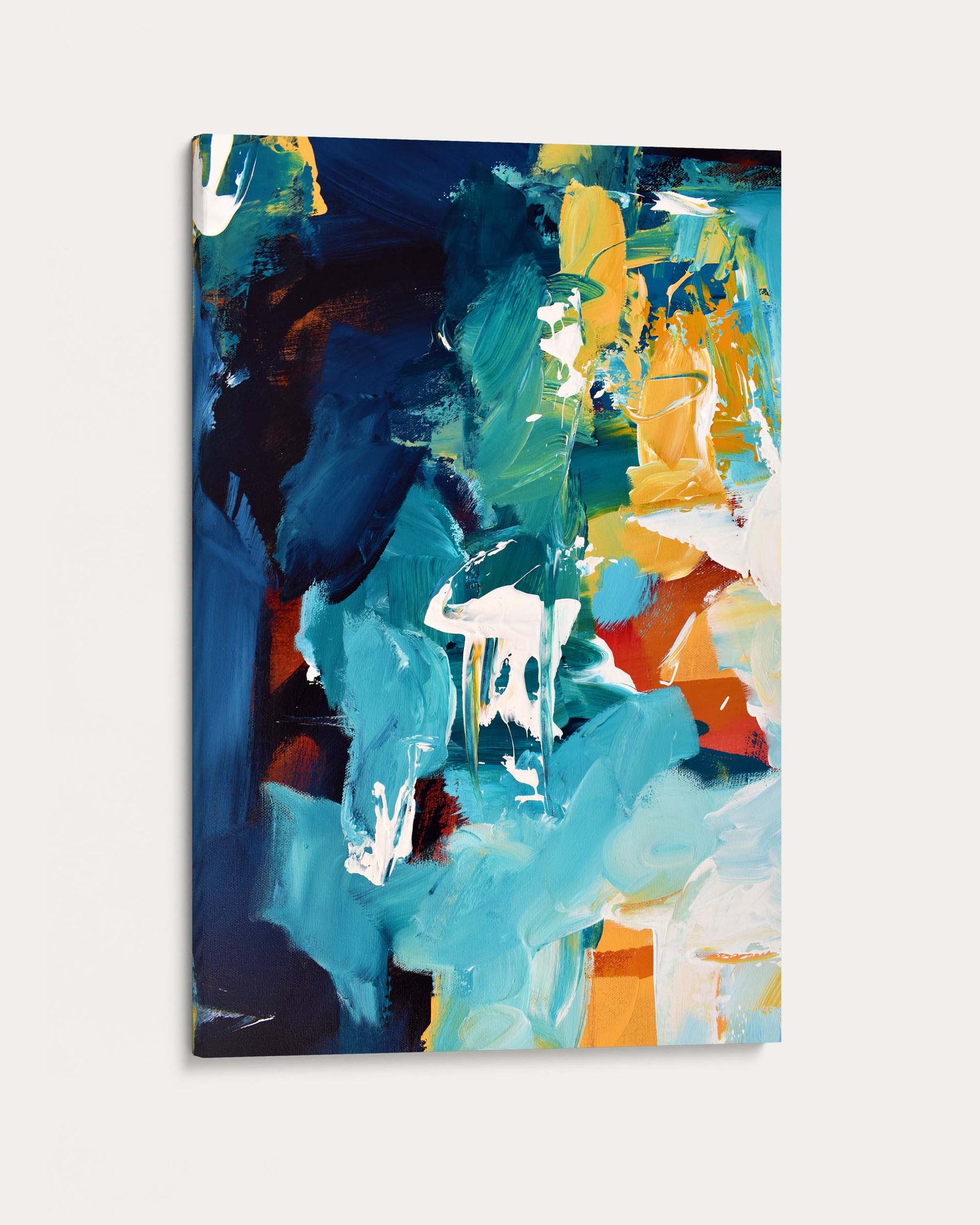 Abstract painting with vibrant colors on a white background