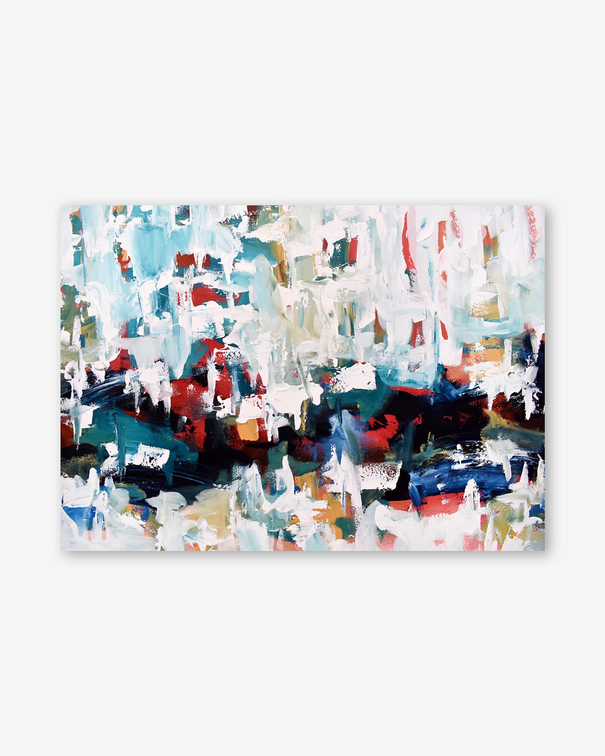 Abstract art piece with a mix of colors on a white background