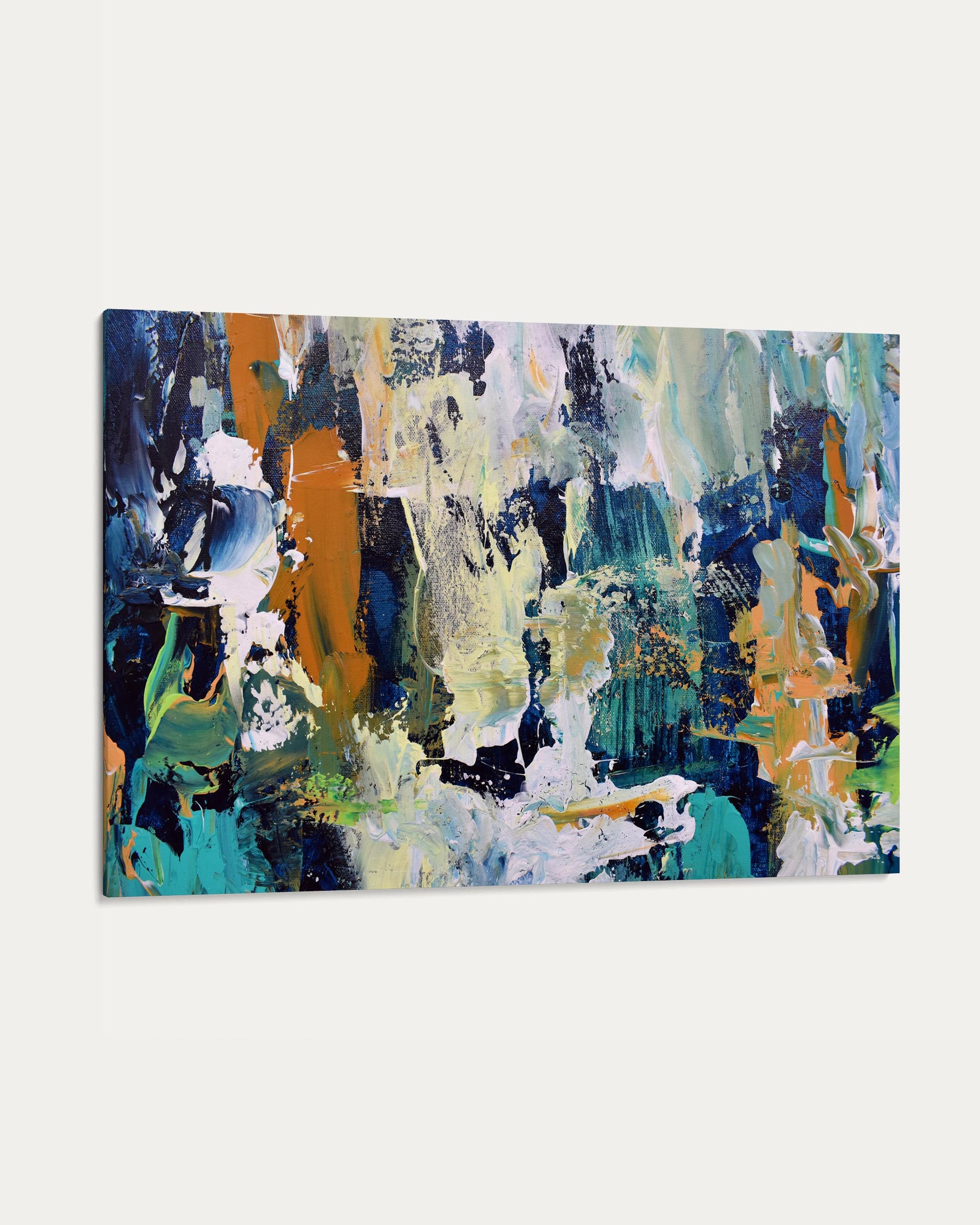 Abstract art print with colorful brush strokes on a white background