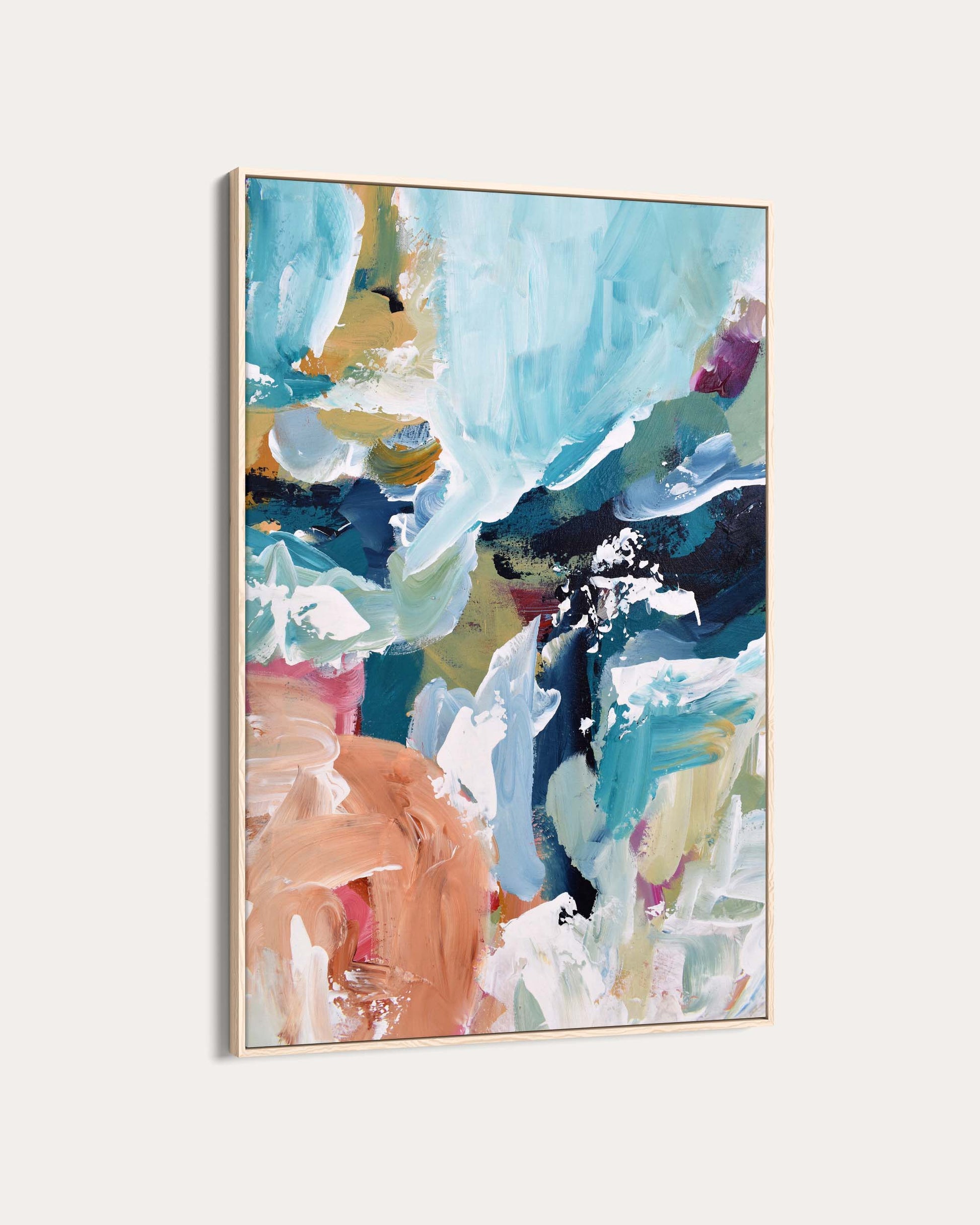 Abstract art painting with colorful abstract design on a white background