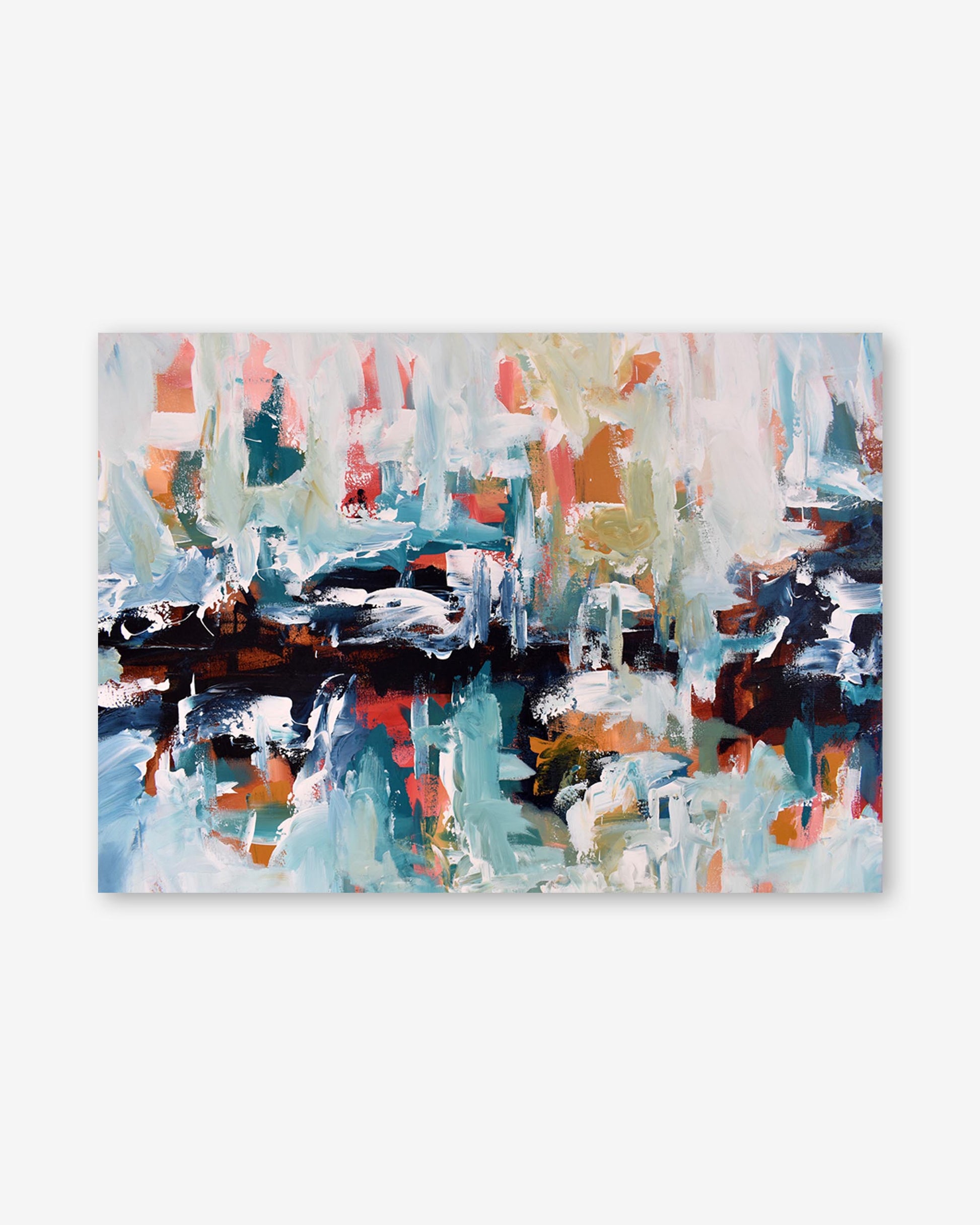 Abstract painting with multicolors on a white background
