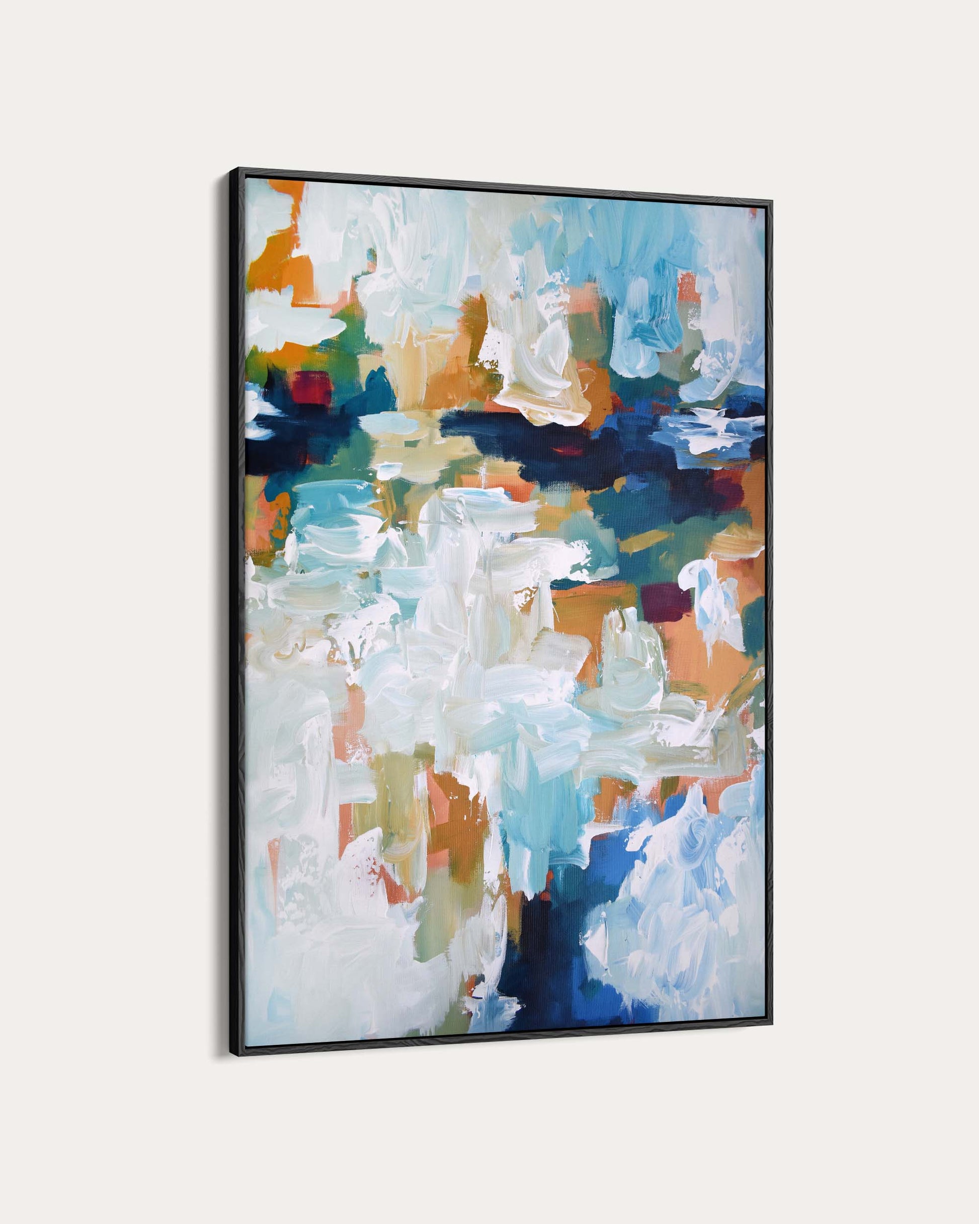 Abstract art painting with colorful abstract design on a white background