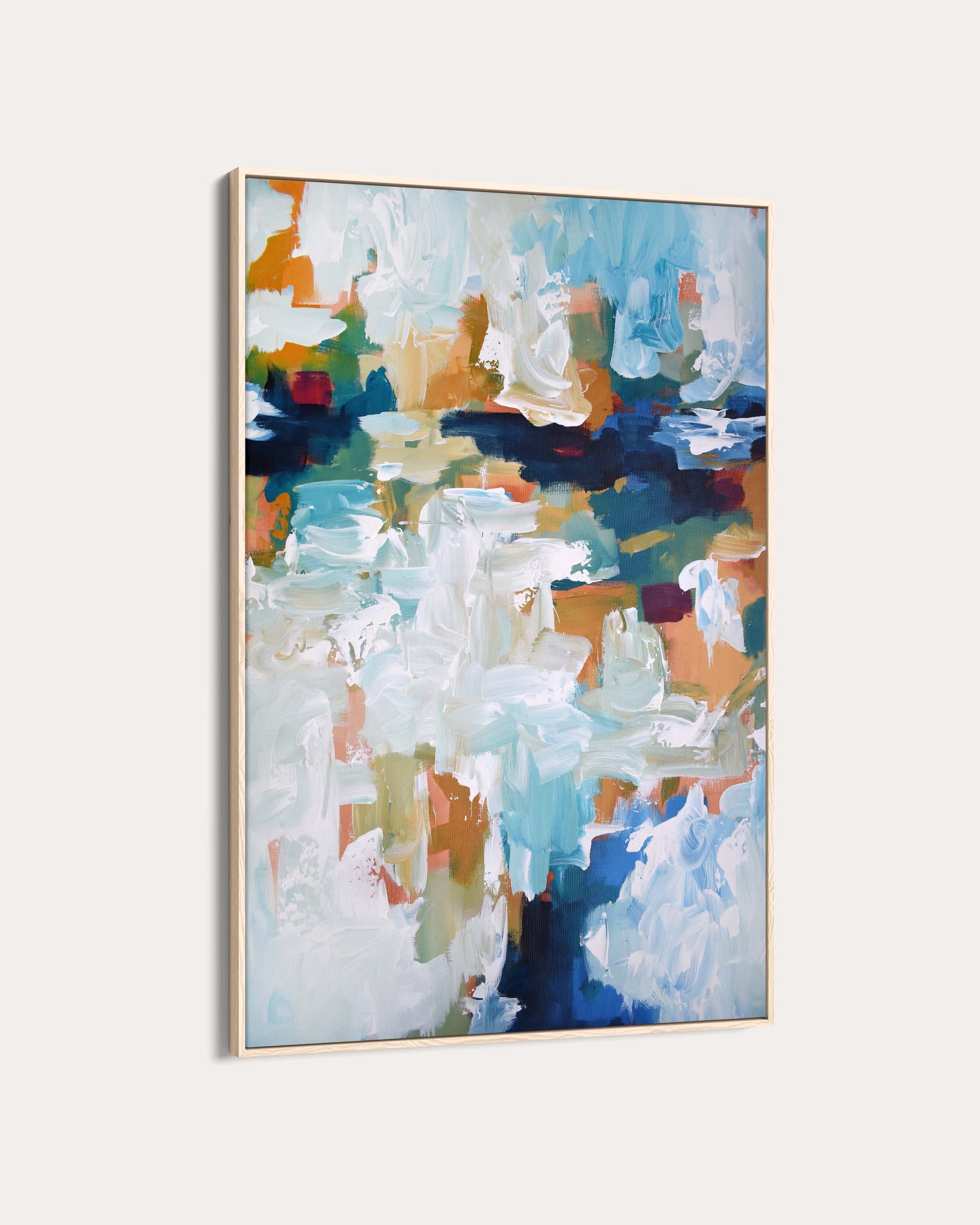 Abstract art painting with colorful abstract design on a white background