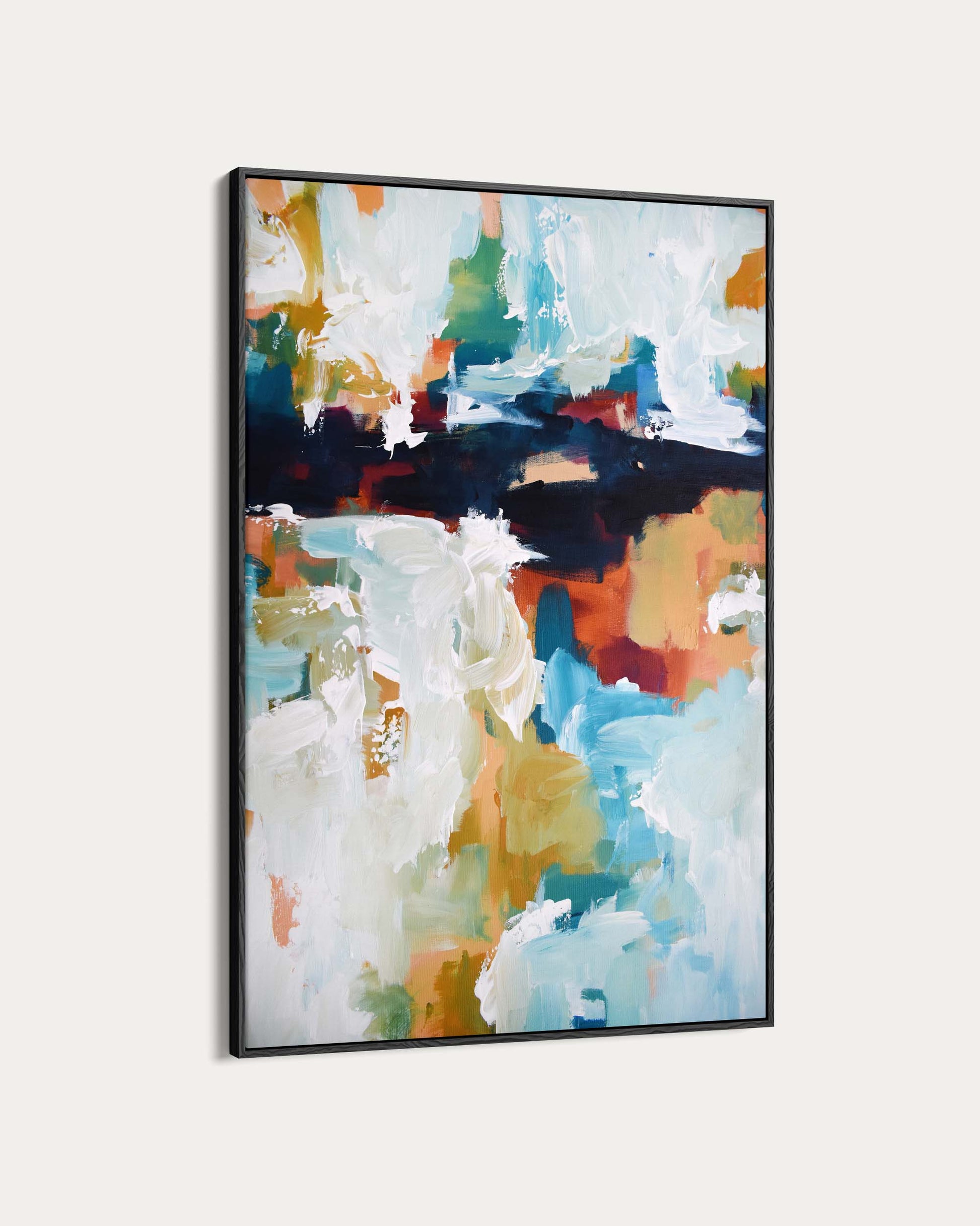 Abstract art painting with multicolors on a white background