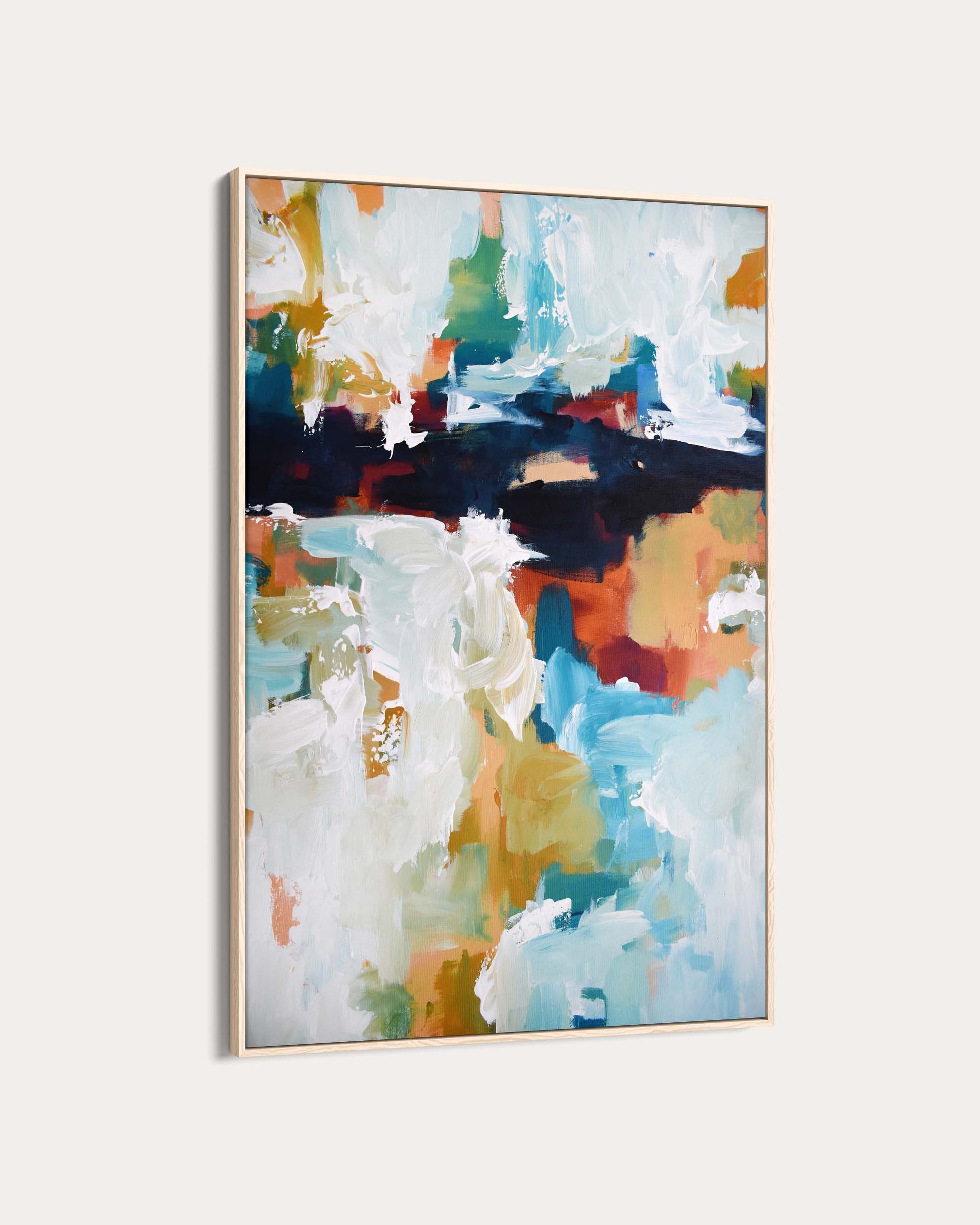 Abstract art painting with multicolors on a white background