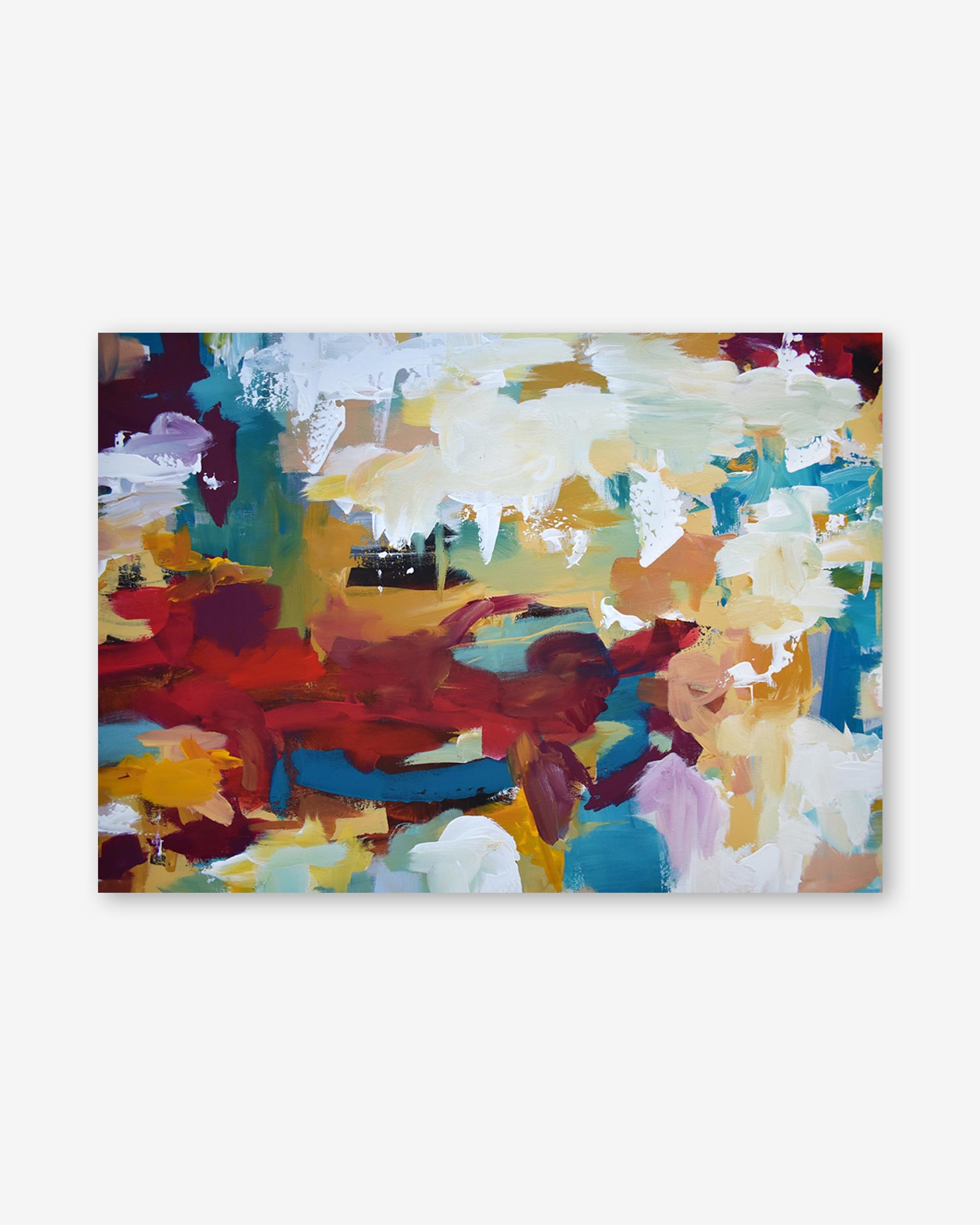 Abstract painting with multicolors on a white background