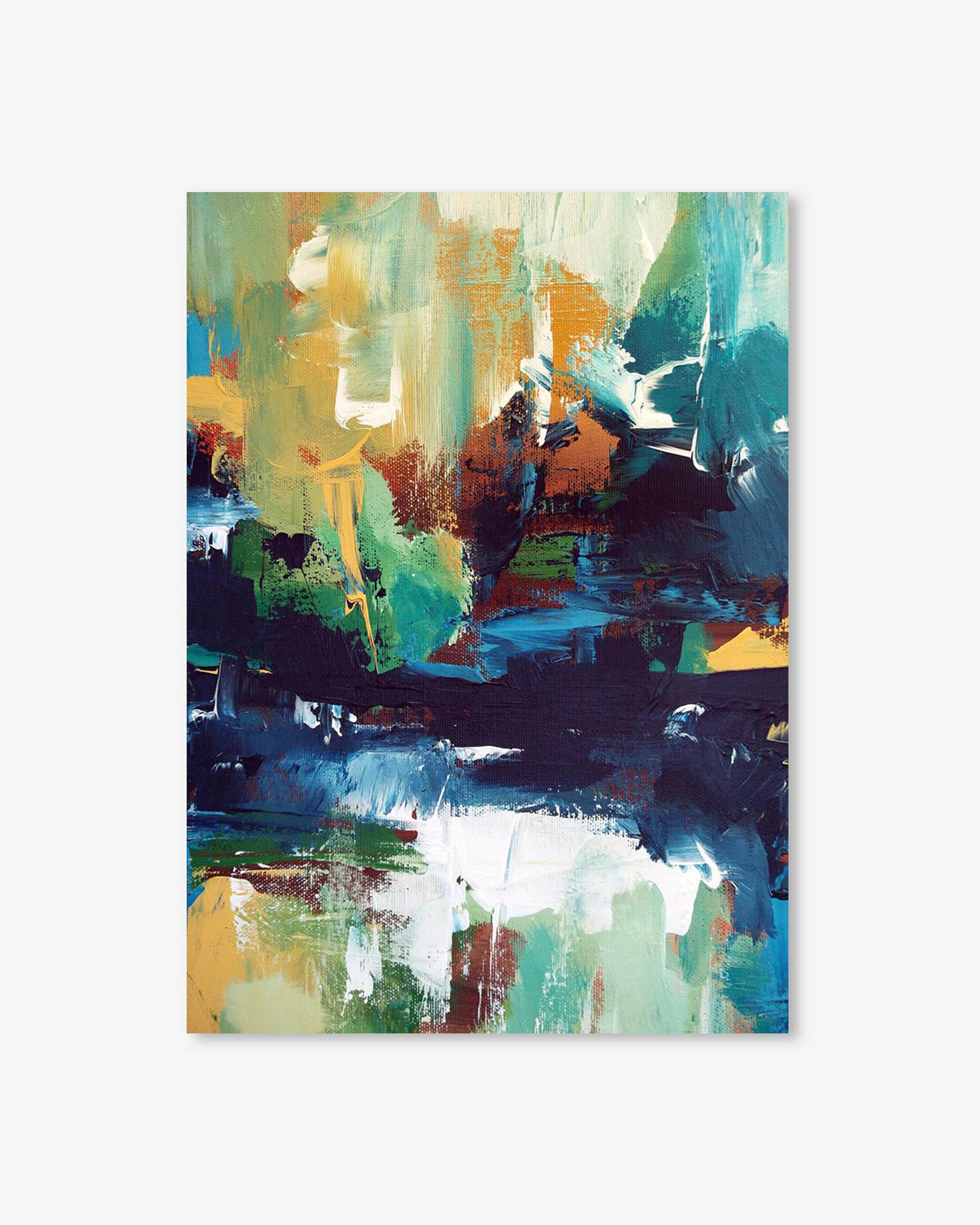 Abstract painting with a variety of colors on a white background