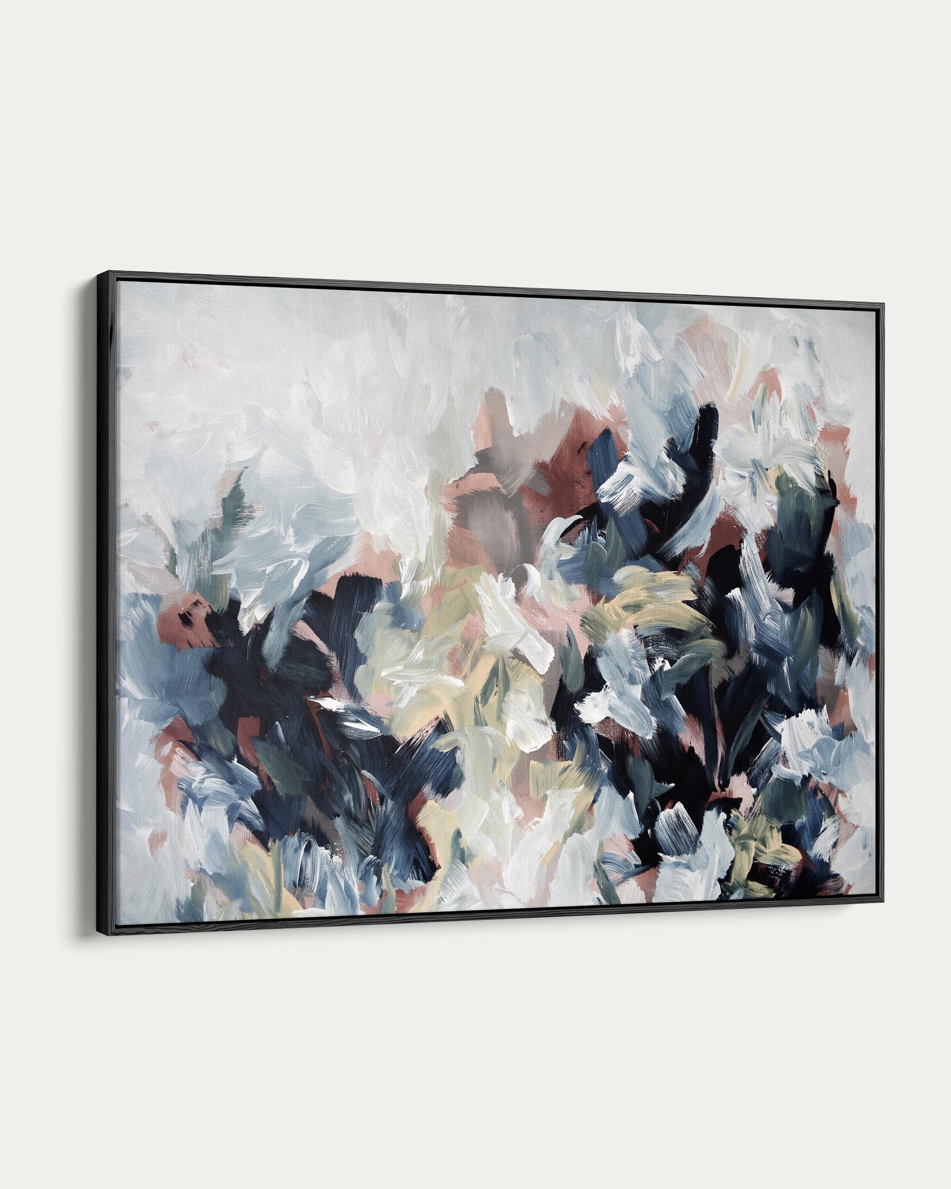 Abstract painting with a black frame on a white background