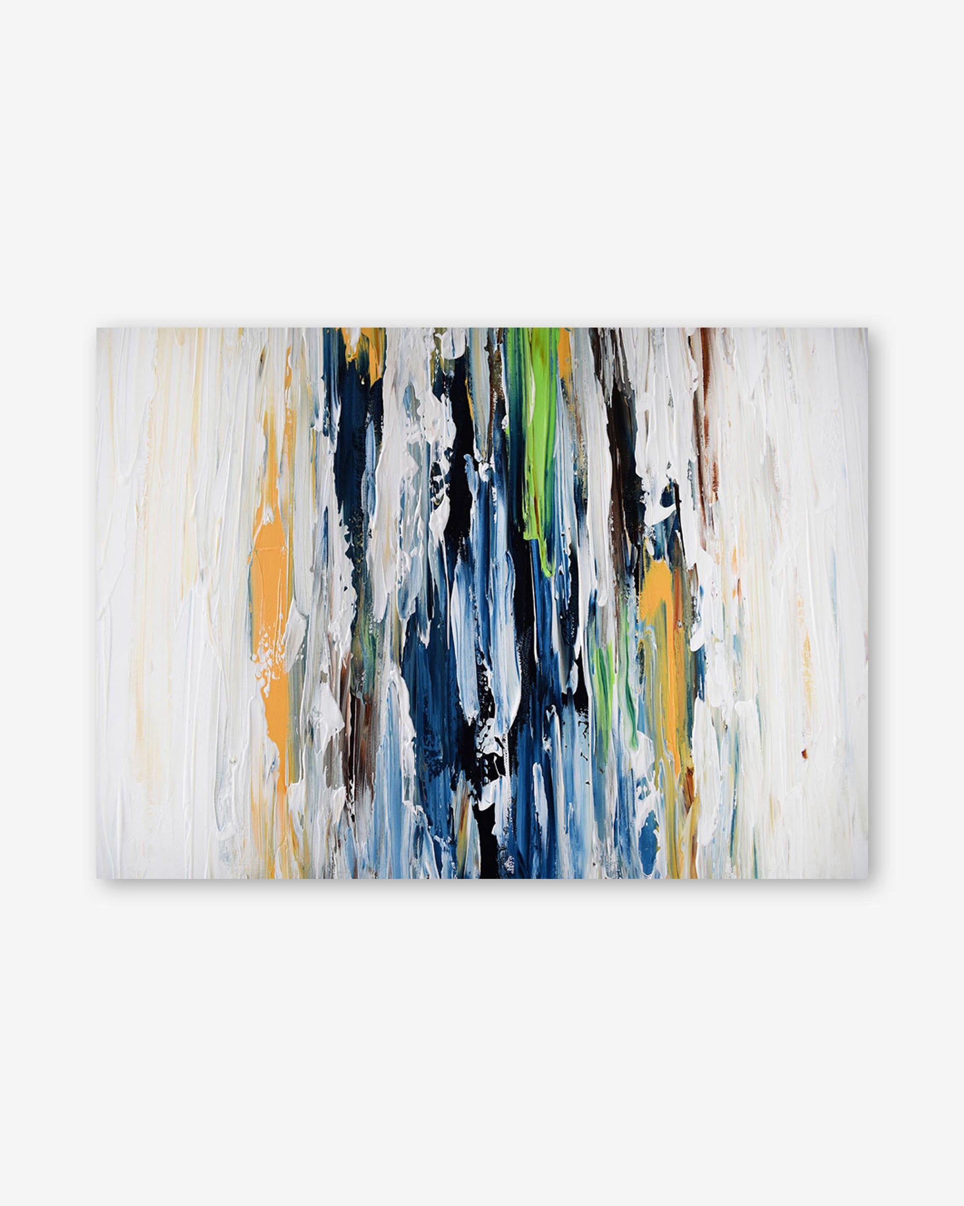 Abstract painting with colorful brush strokes on a white background