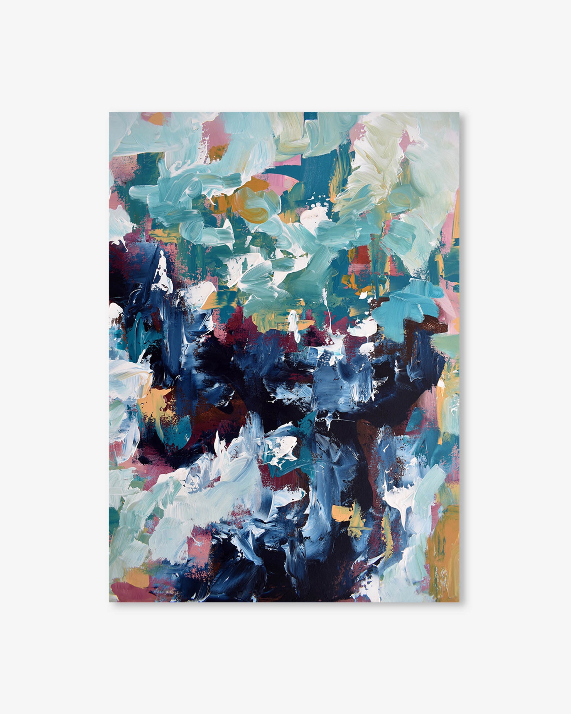 Abstract art print with a colorful design on a white background