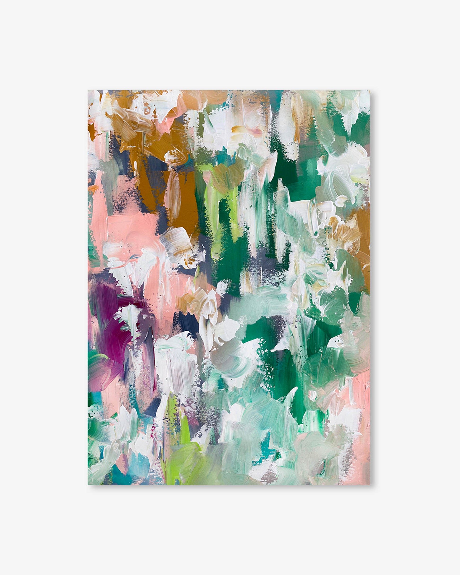 Abstract art print with colorful brush strokes on a white background