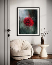 The Red Rose Impressionist Flowers Art Print