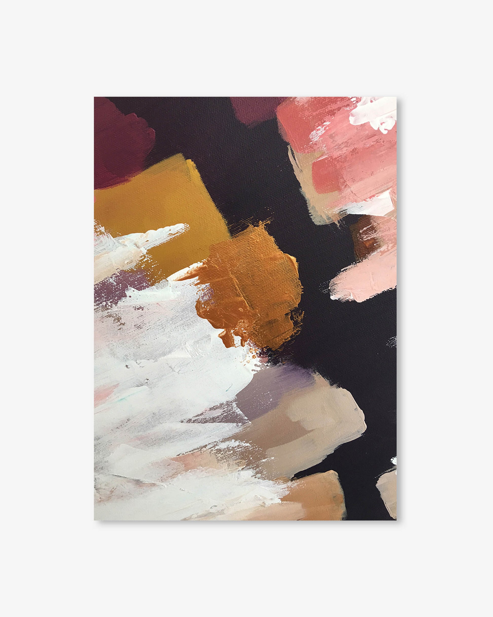 Abstract art print with colorful brush strokes on a white background