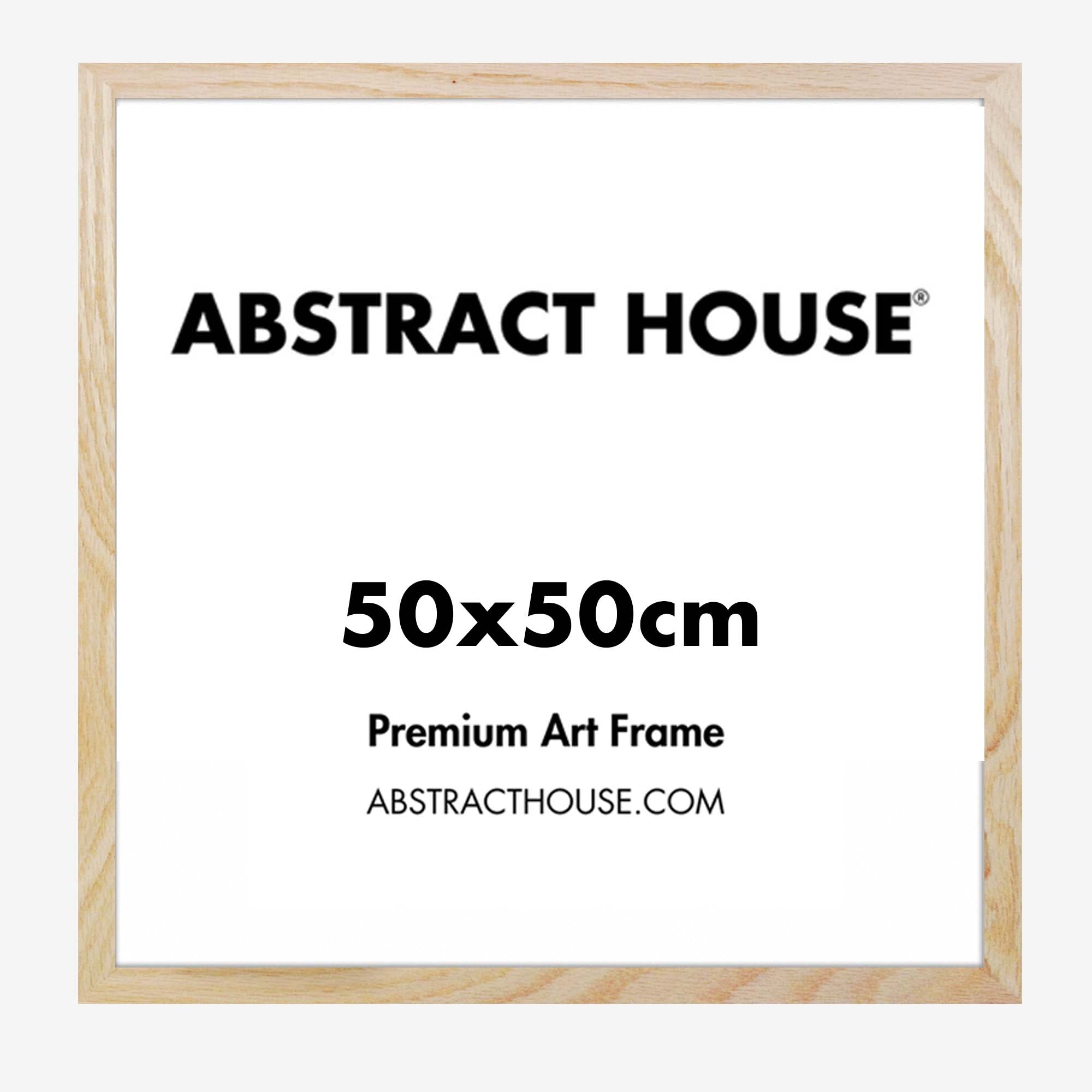 50x50 cm Wooden Frame-Oak-No Mount-Abstract House