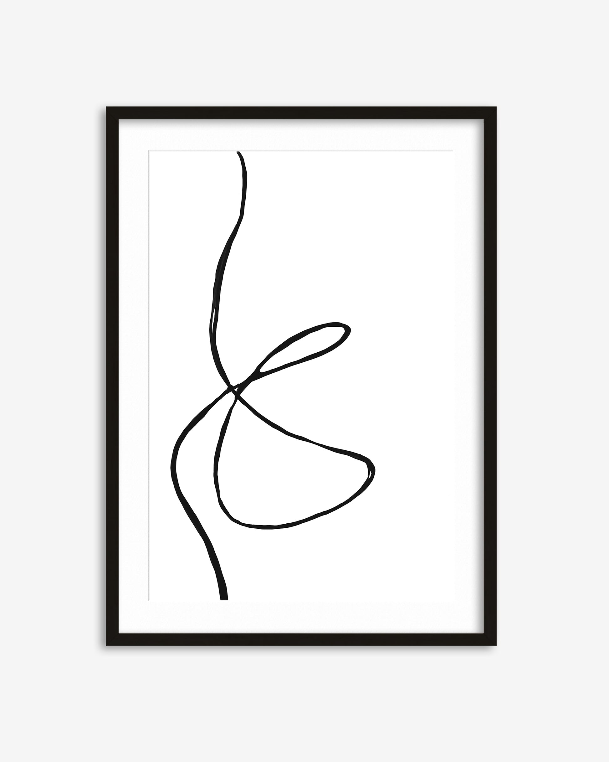 Framed abstract line art on a white background