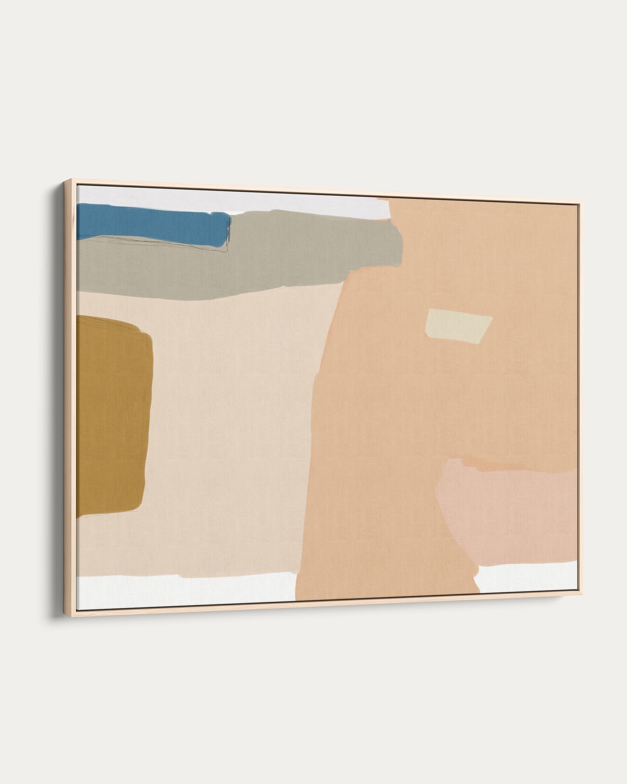 Abstract art piece with geometric shapes on a beige background