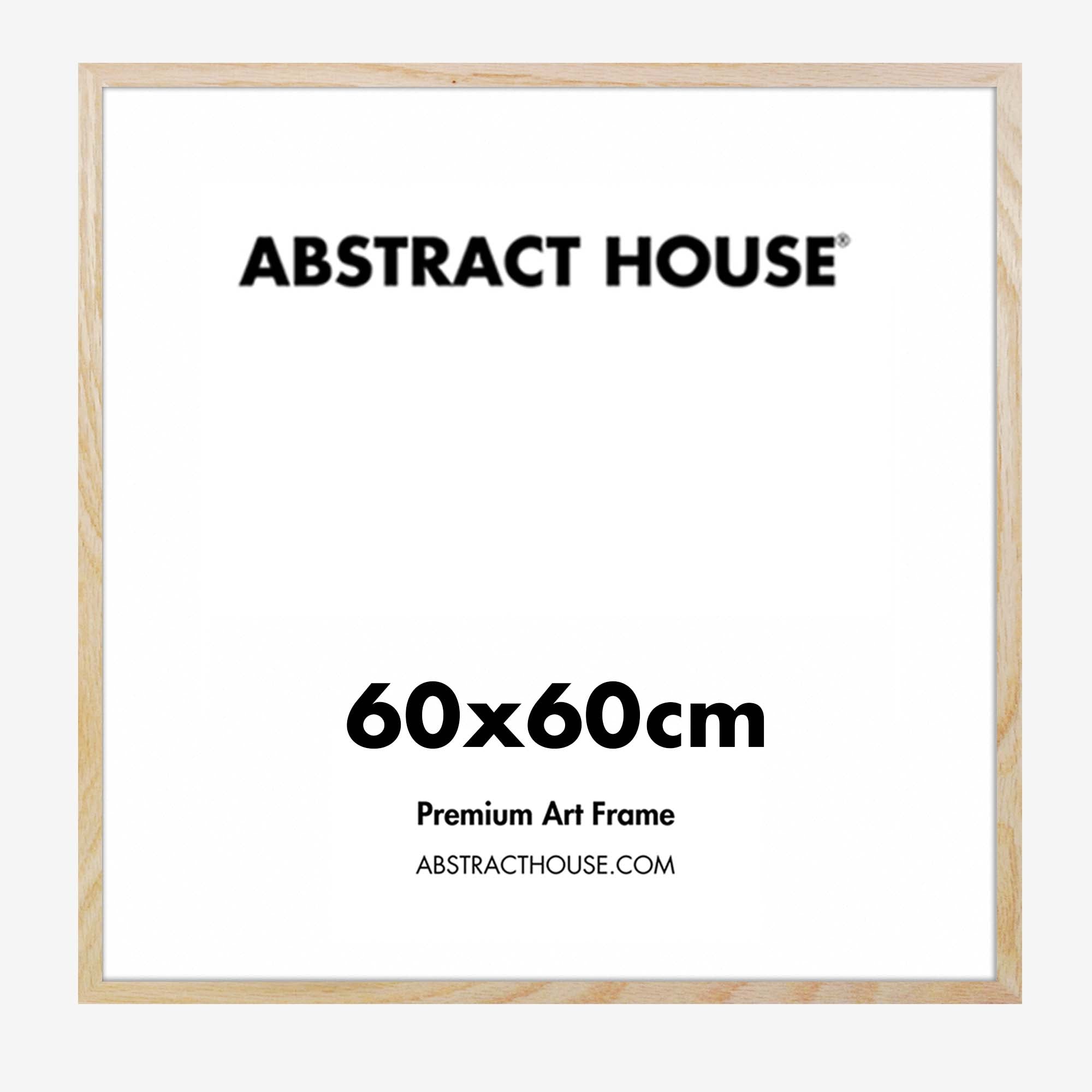 60x60cm Wooden Frame-Oak-No Mount-Abstract House
