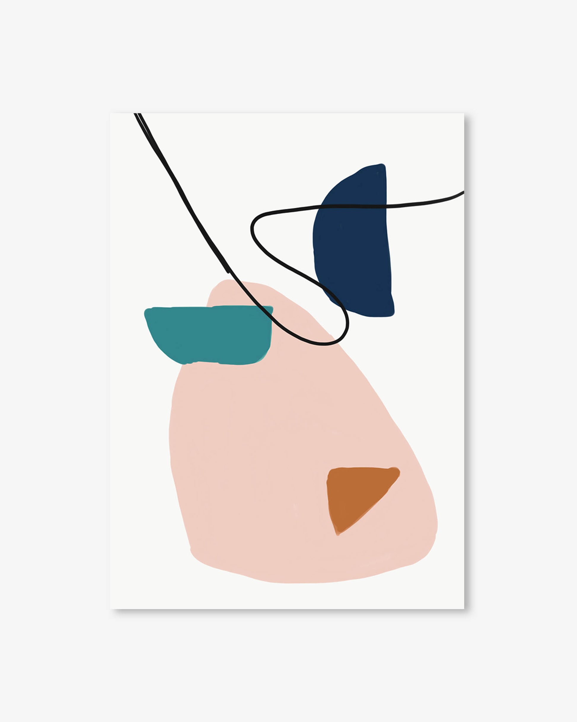 Abstract art print with geometric shapes on a white background