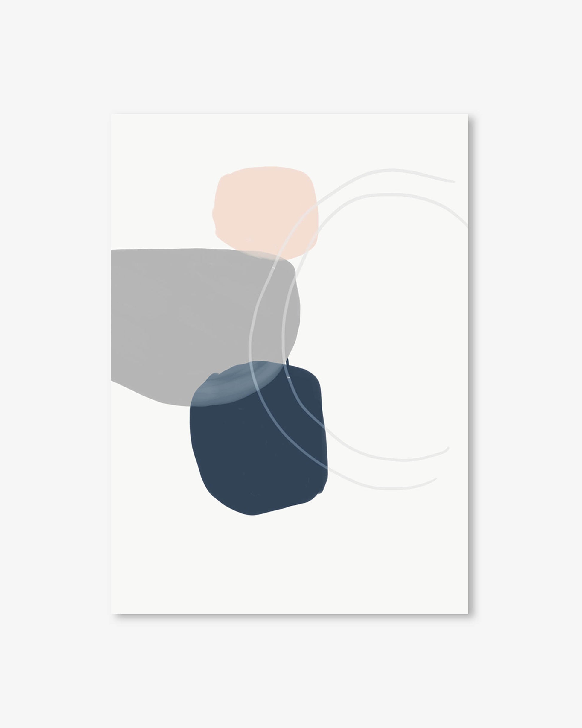 Abstract art print with geometric shapes on a white background