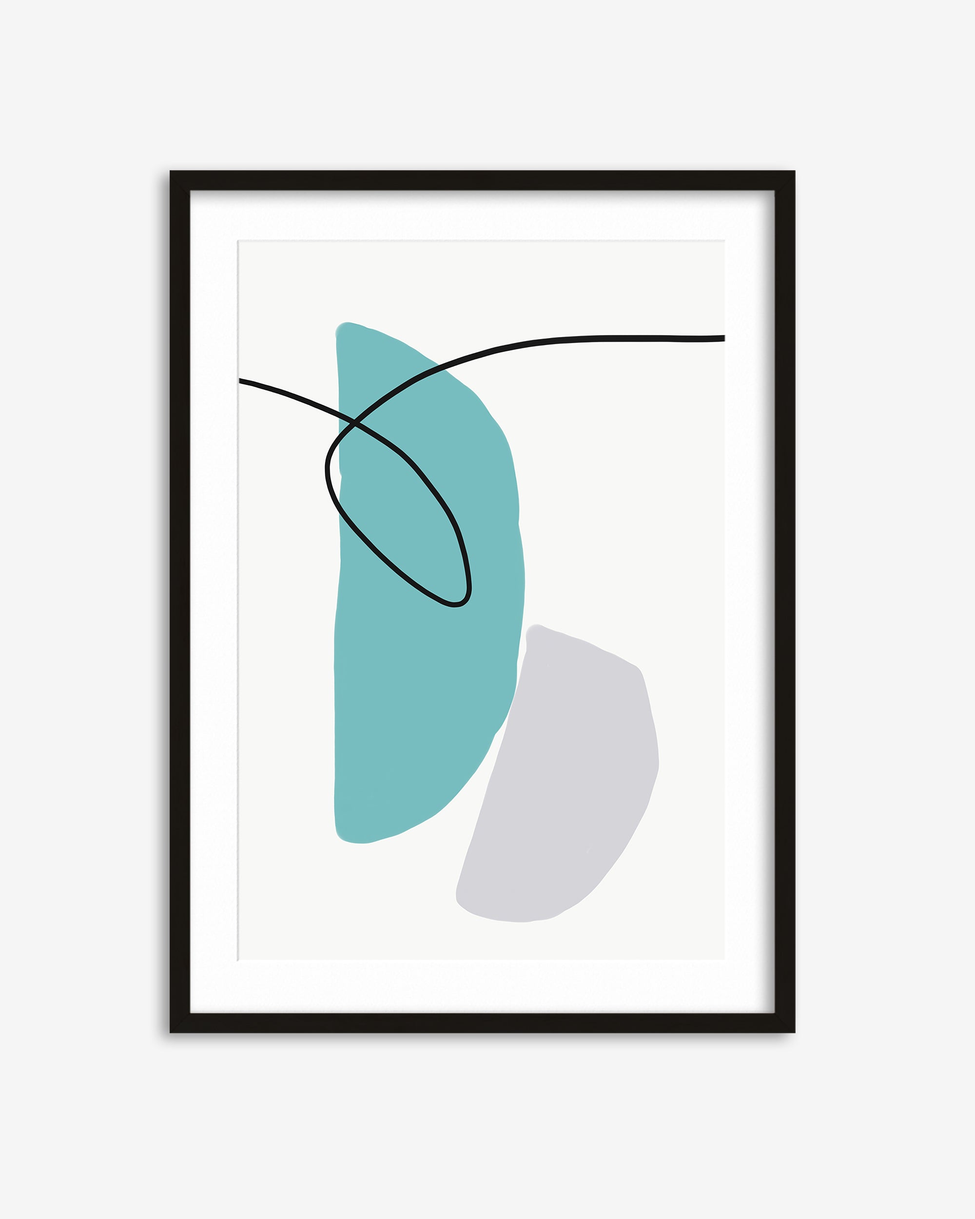 Abstract Line Teal Grey Art Print