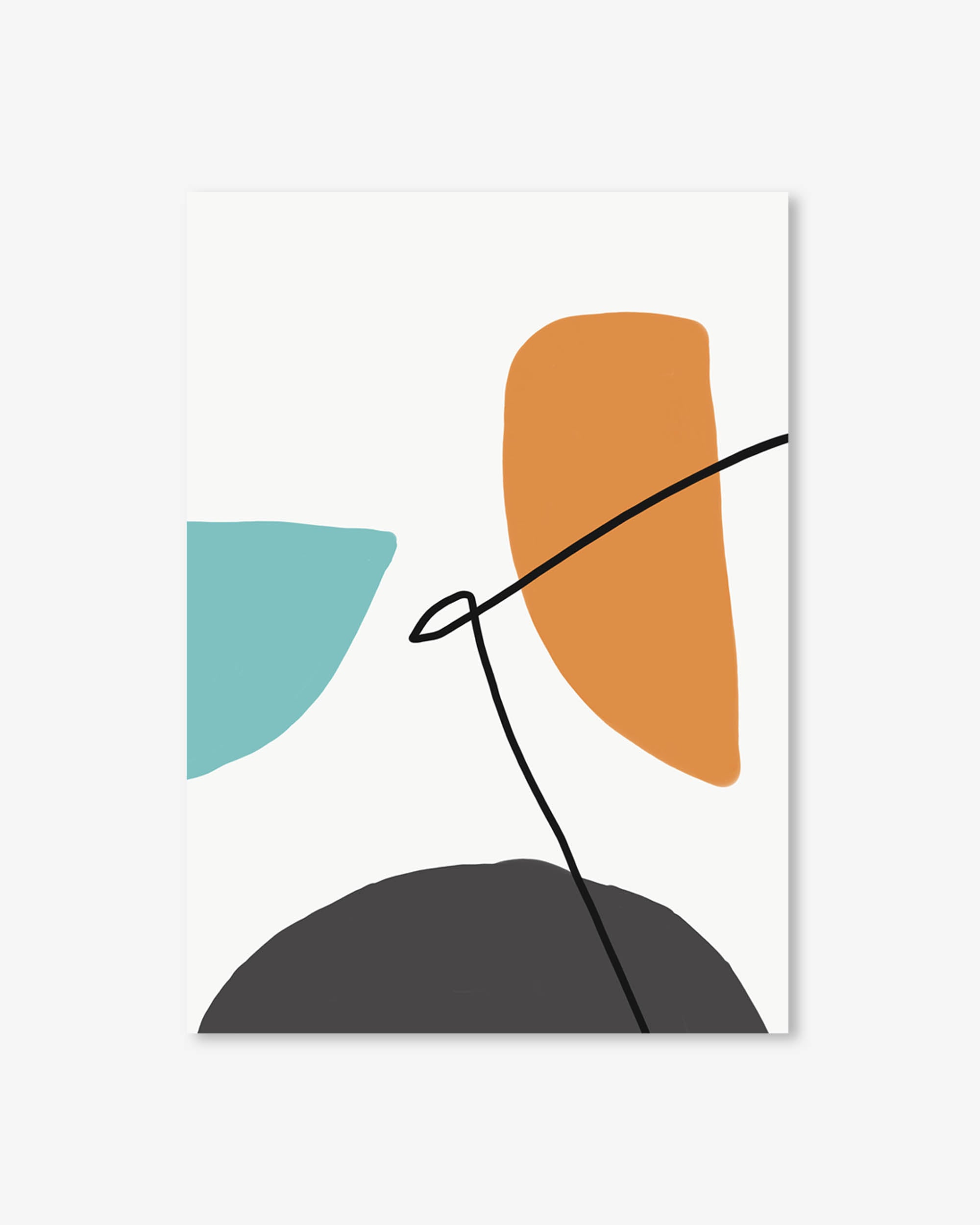 Abstract Line Orange Teal Grey Art Print