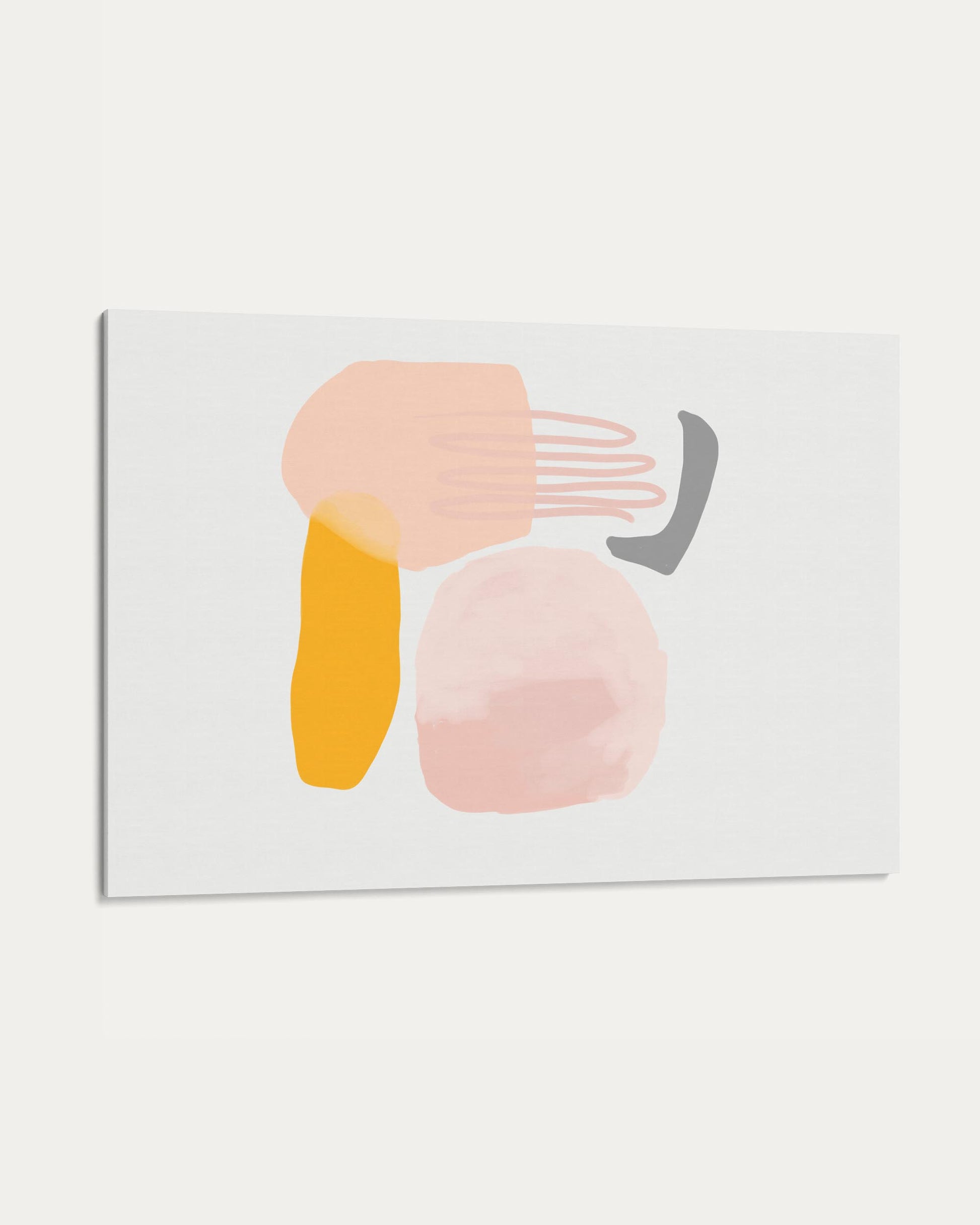 Abstract art print with colorful shapes on a white background