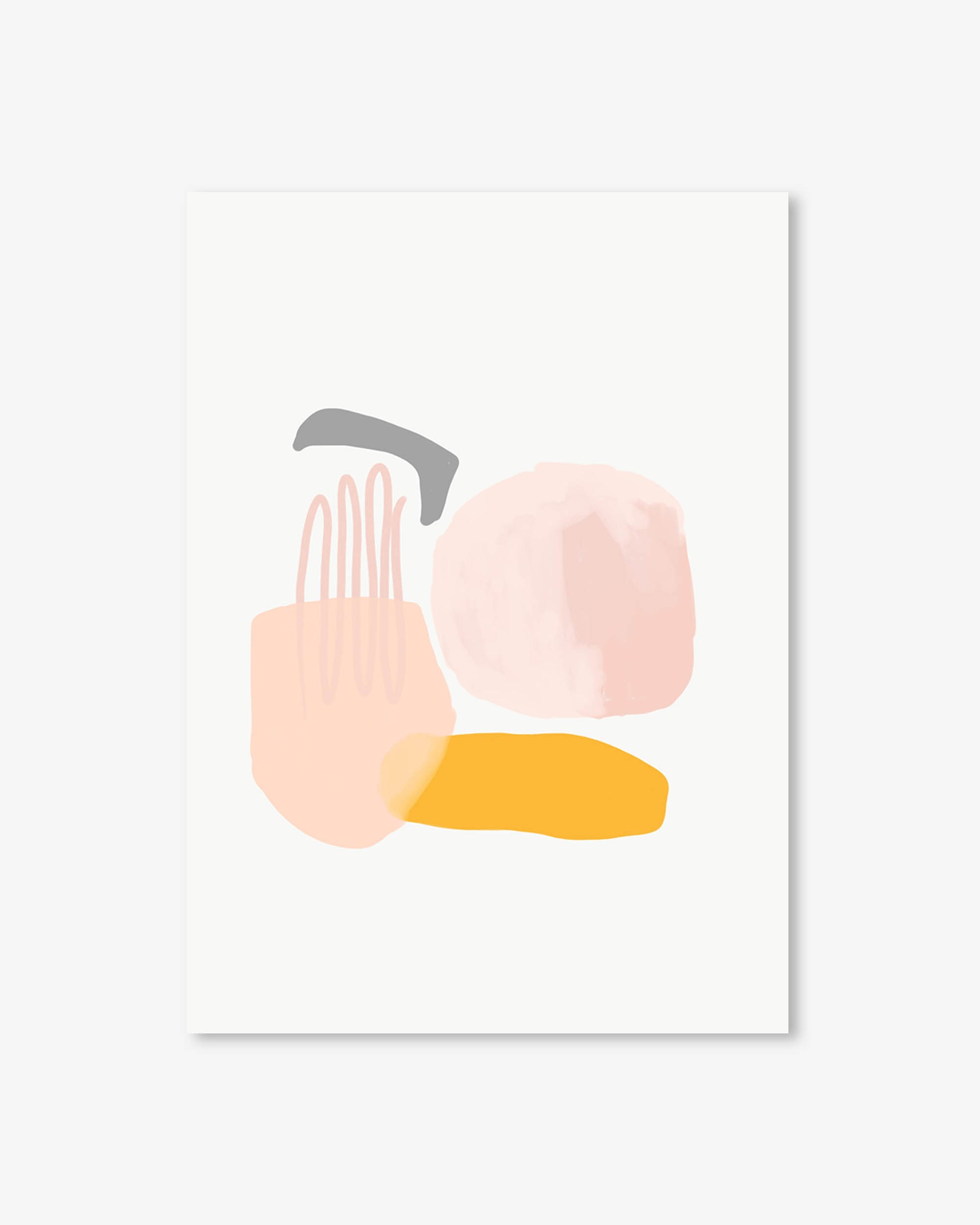 Abstract art print with colorful shapes on a white background