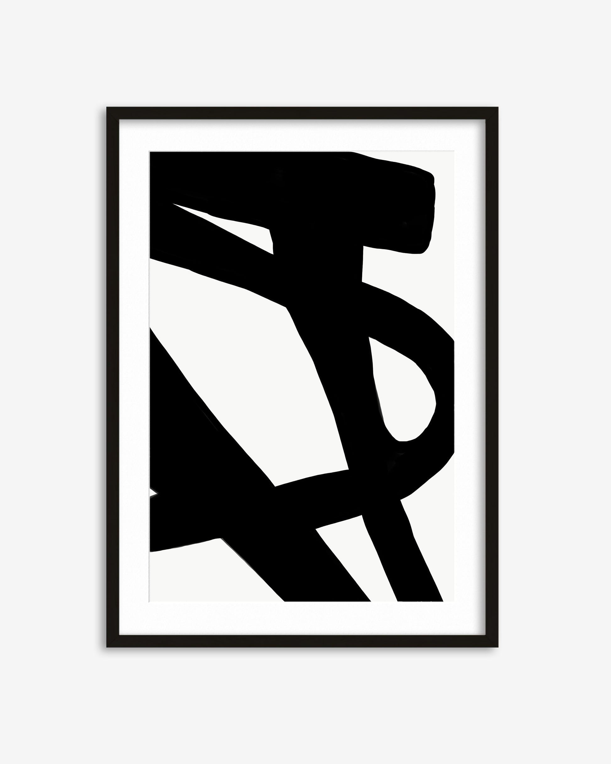 Framed black and white abstract art print on a white background