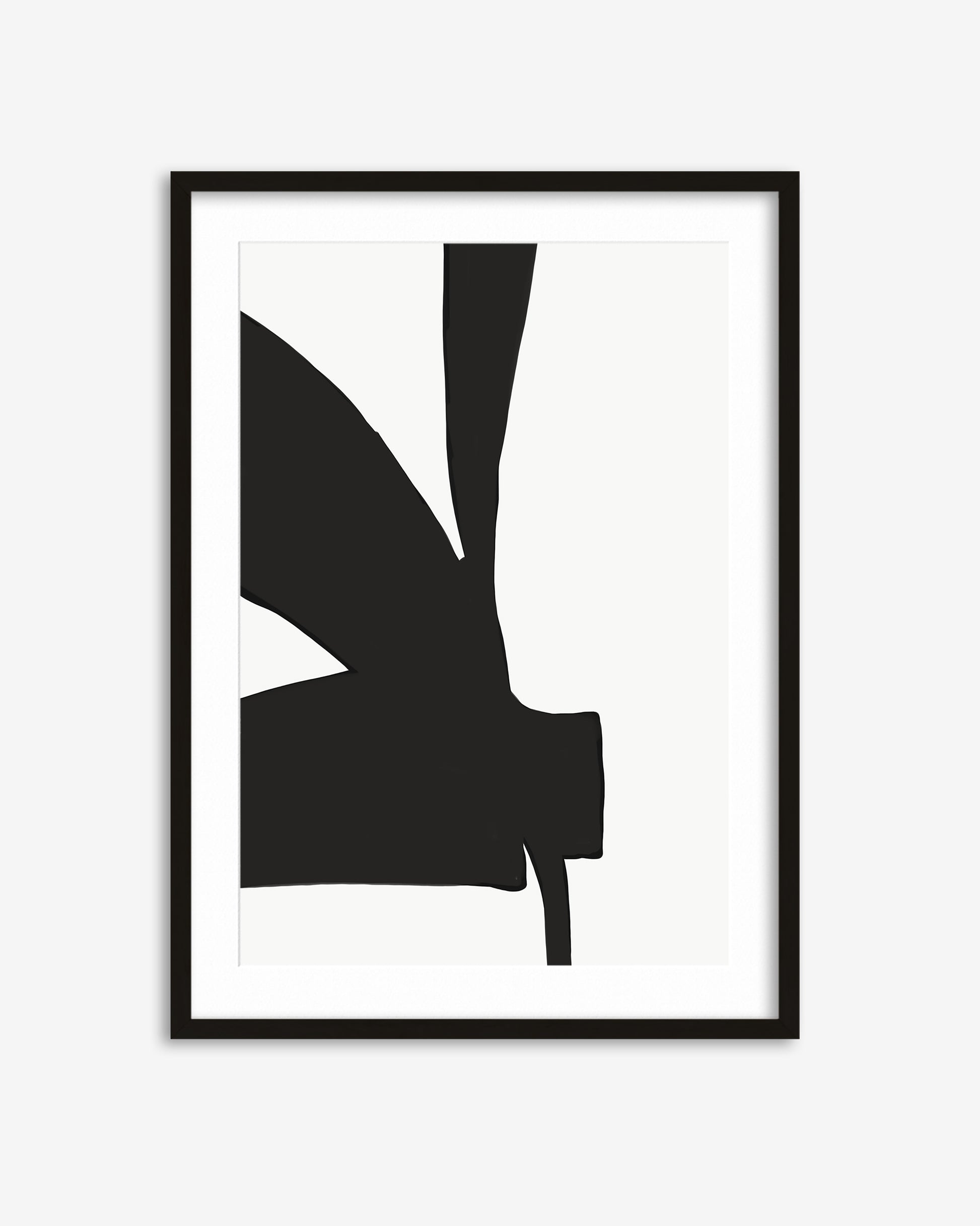 Framed black and white abstract art print on a white background