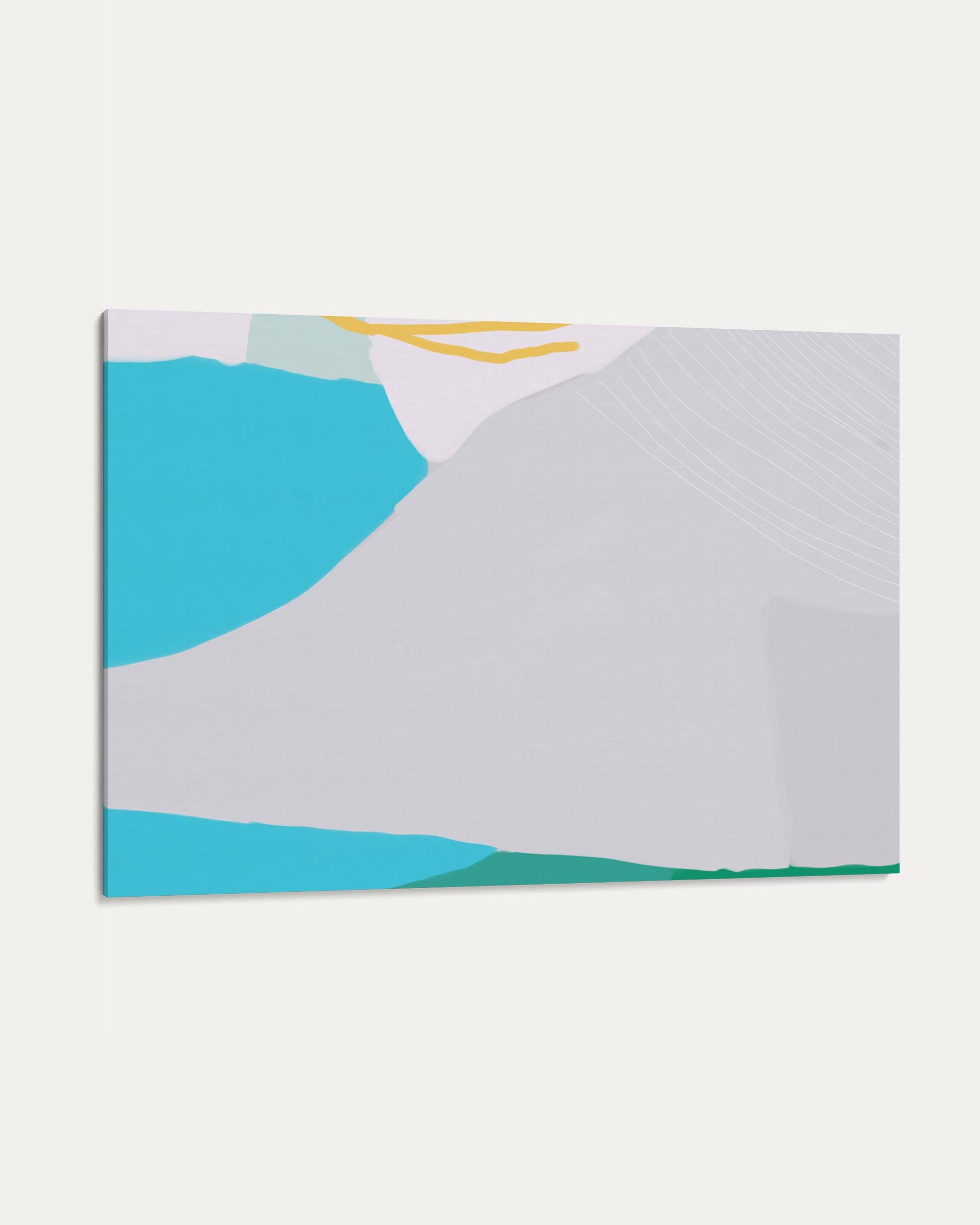 Abstract art piece with geometric shapes on a light gray background