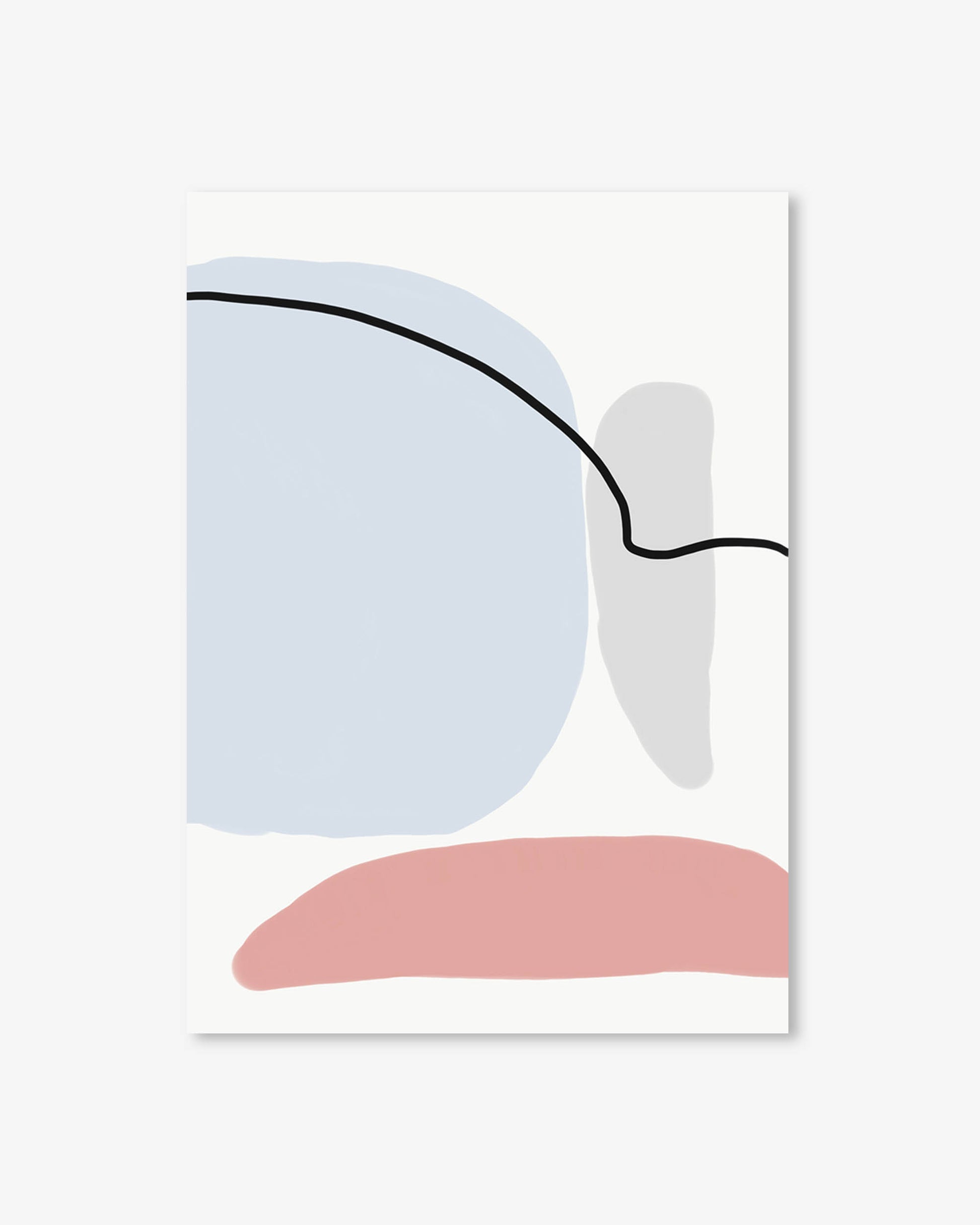 Abstract art print with geometric shapes on a white background