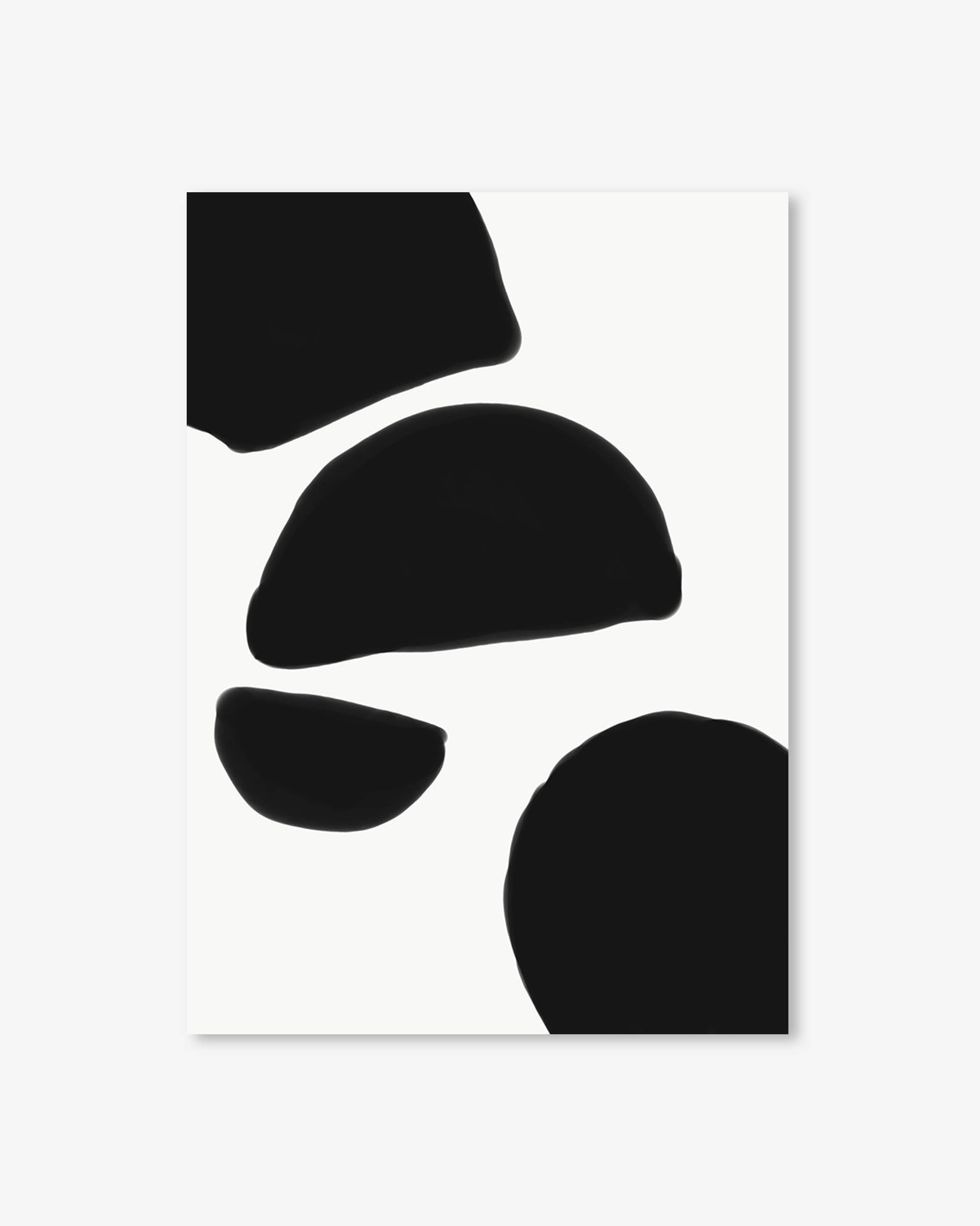 Monochrome Abstract Shapes Art Print